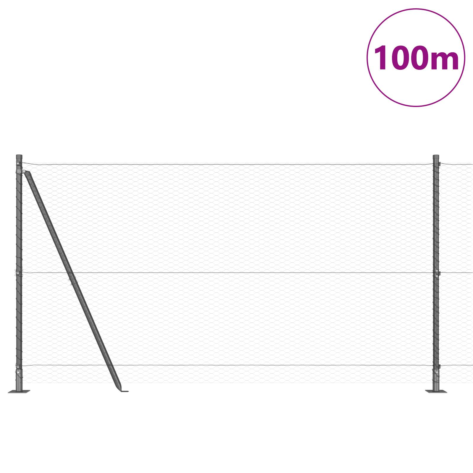 vidaXL Hexagon Zaun Grau 1,2x100 m Stahl
