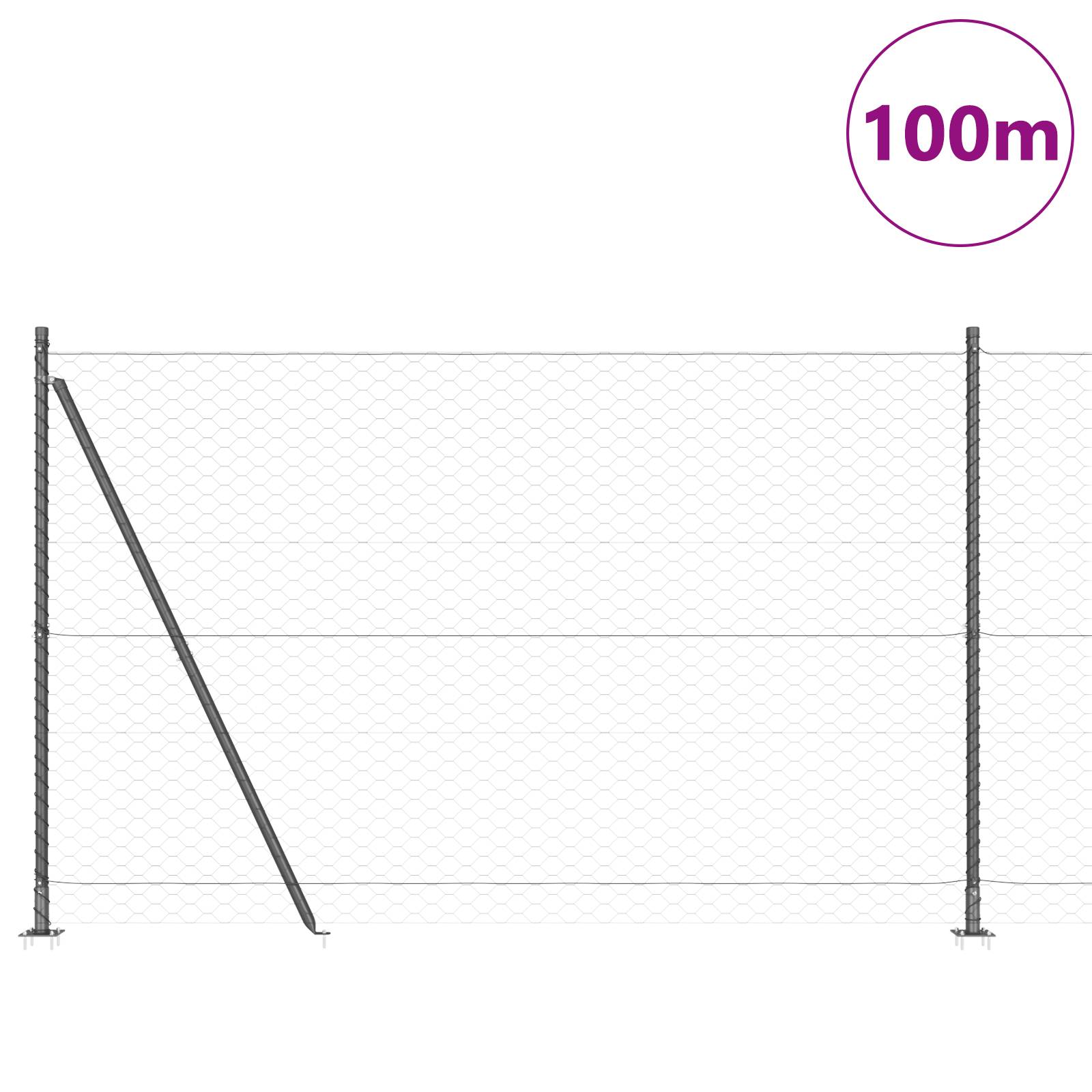 vidaXL Hexagonzaun Grau 1,4x100 m Stahl