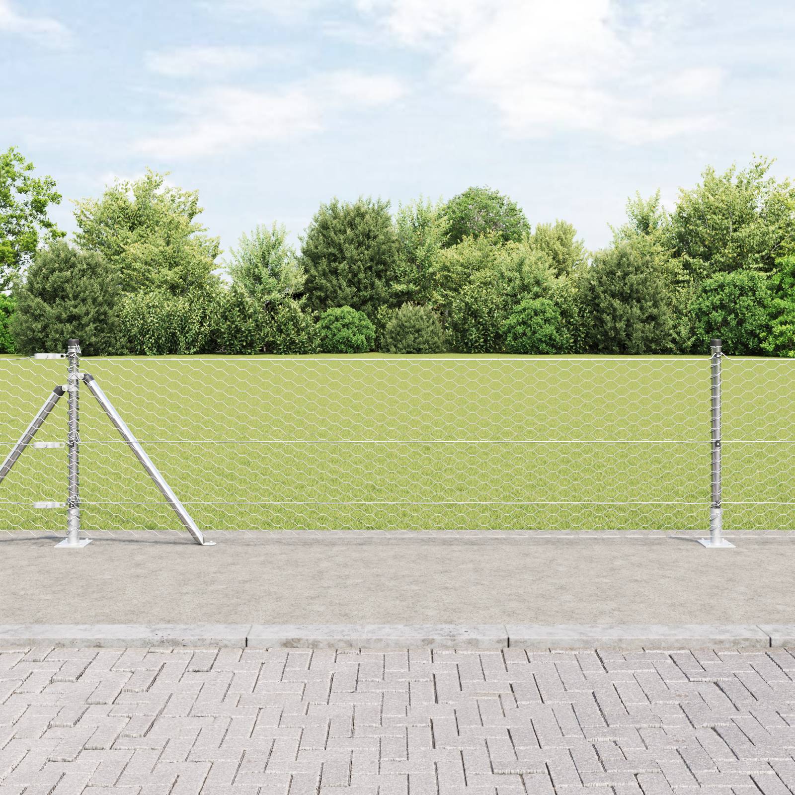 vidaXL Hexagonzaun mit 11 Flanschen 0,5x25 m Verzinkter Stahl