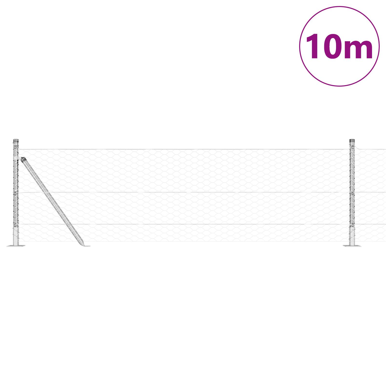 vidaXL Sechseckzaun 0.6x10 m Feuerverzinkter Stahl