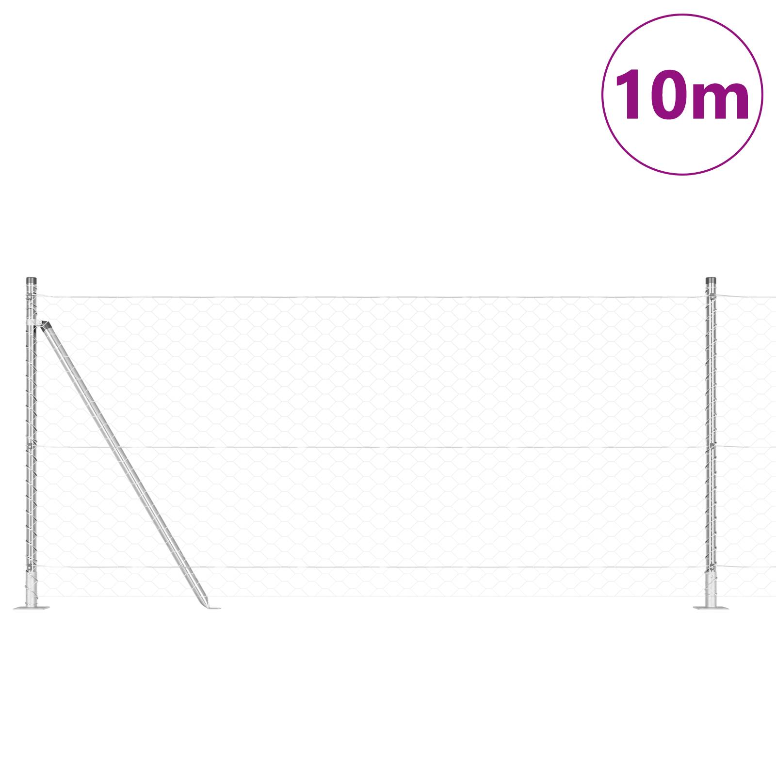 vidaXL Sechseckzaun 1x10 m Galvanisierter Stahl