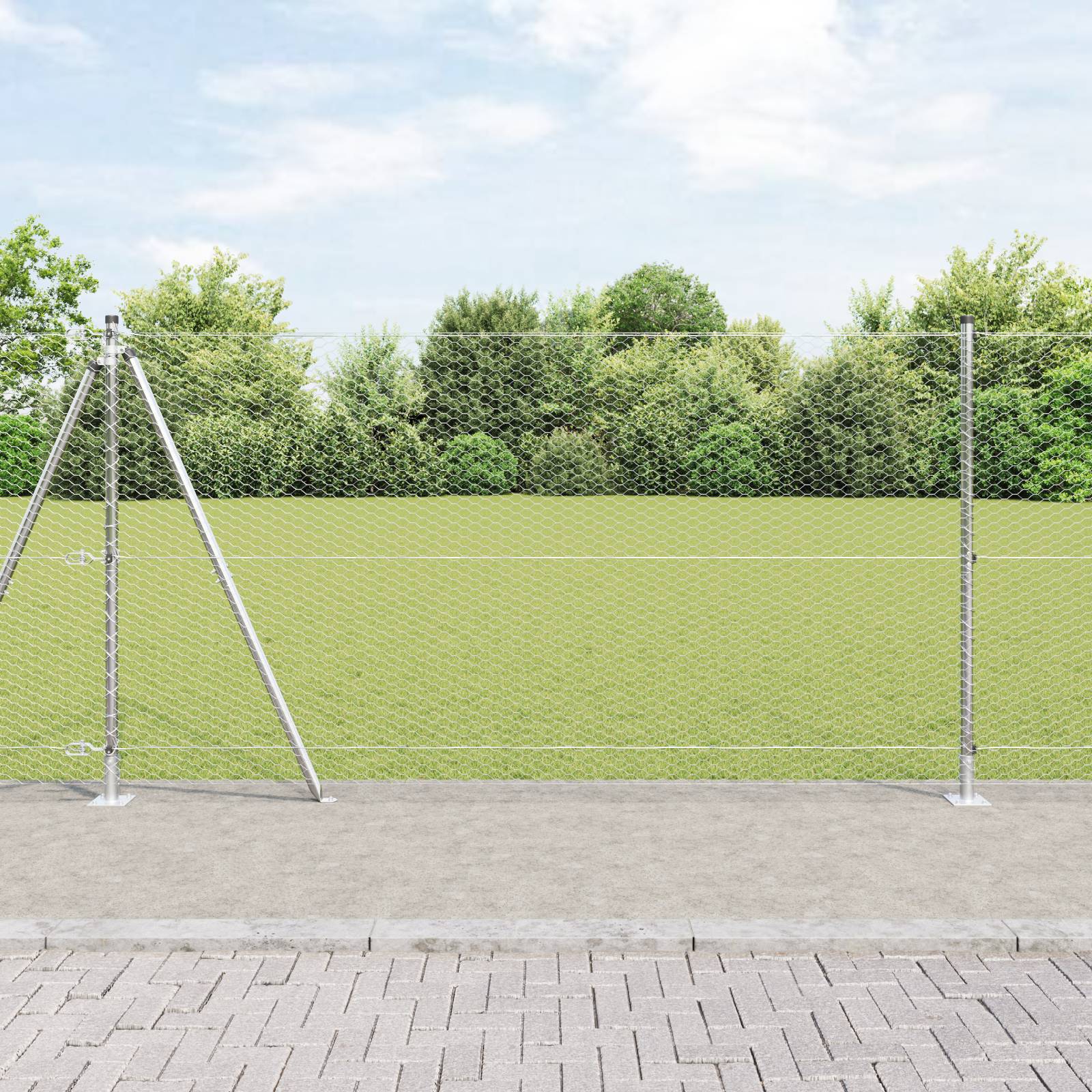 vidaXL Hexagon Zaun 1,2x50 m Verzinkter Stahl