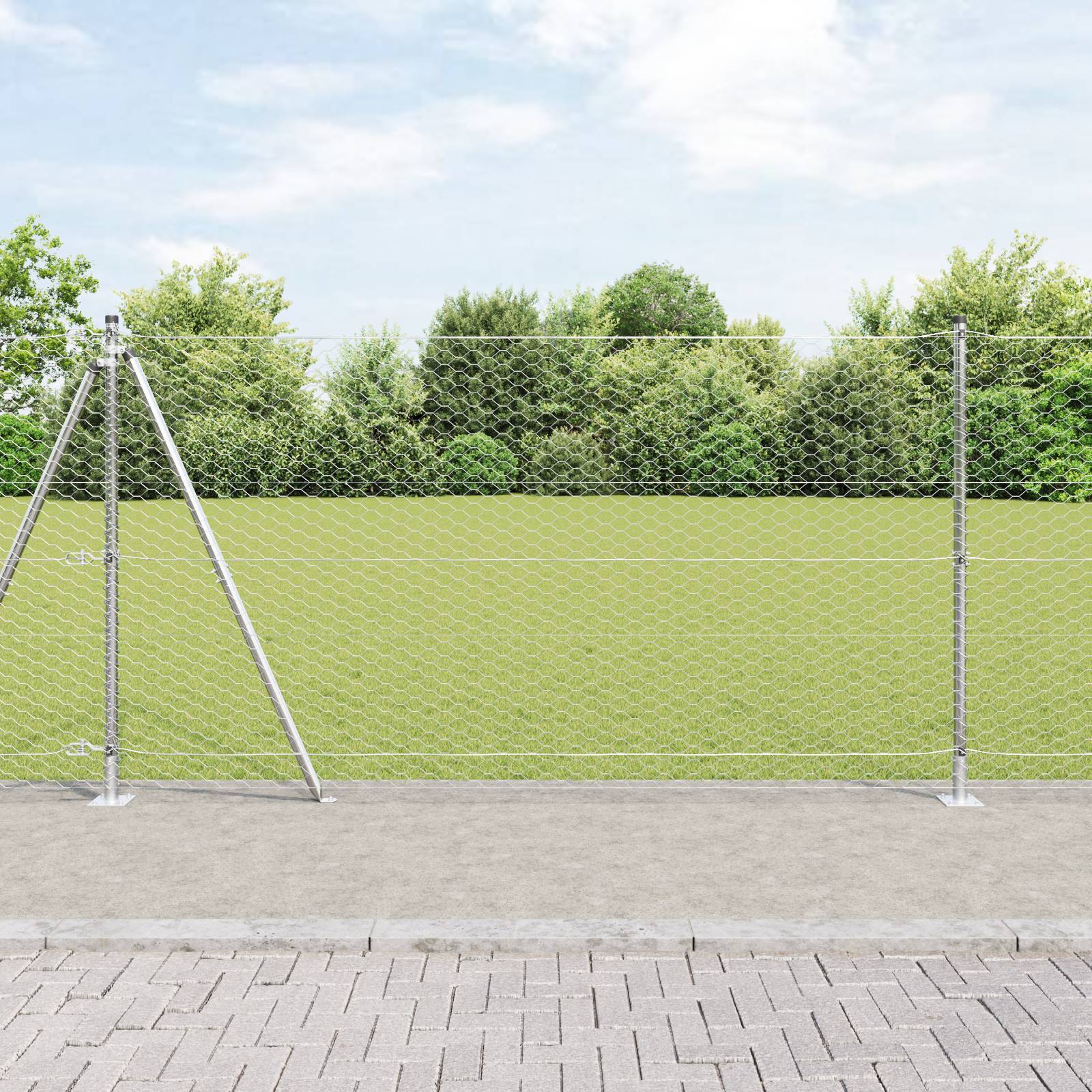 vidaXL Hexagon-Zaun 1,2 x 50 m verzinkter Stahl