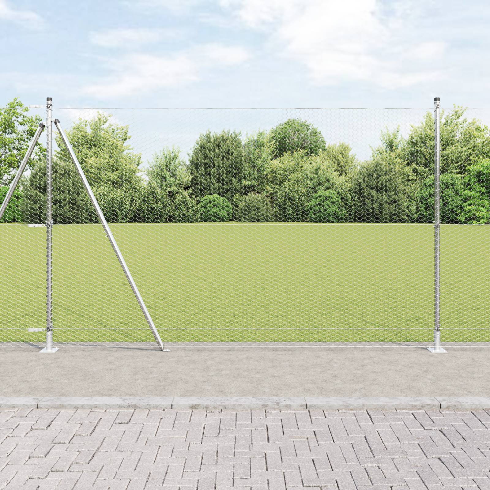 vidaXL Sechseckzaun 1,5x50 m Feuerverzinkter Stahl