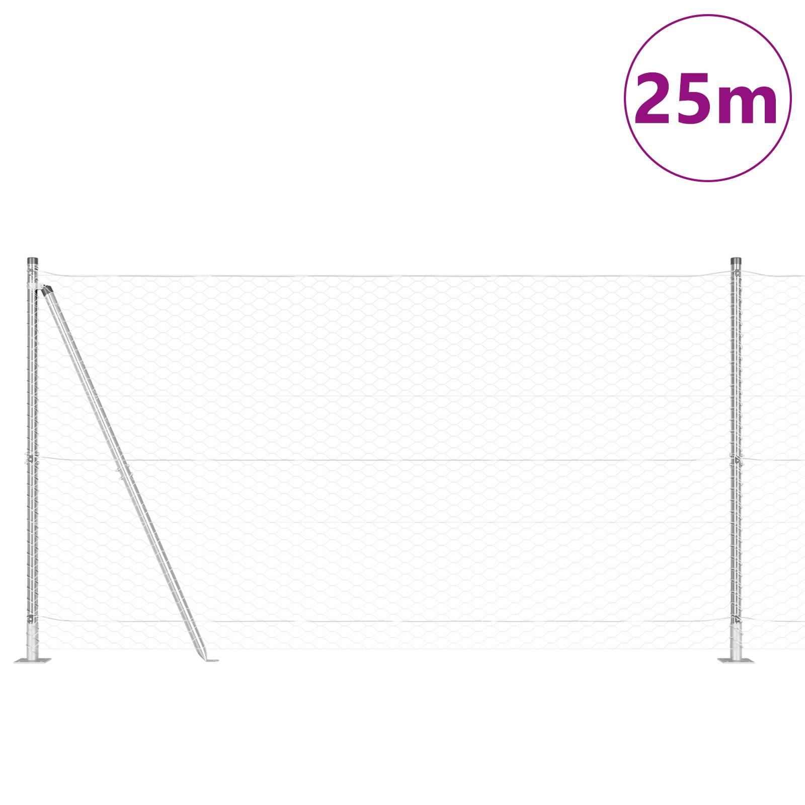 vidaXL Zaunset Set aus 2 Verzinkter Stahl 25 x 1,2 m Langlebig
