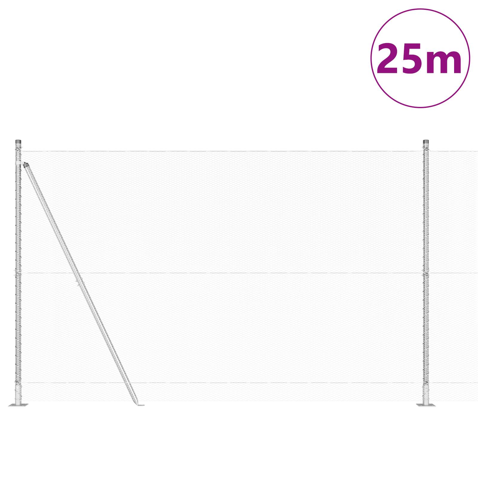 vidaXL Hexagon Zaun 1,4x25 m Verzinkter Stahl