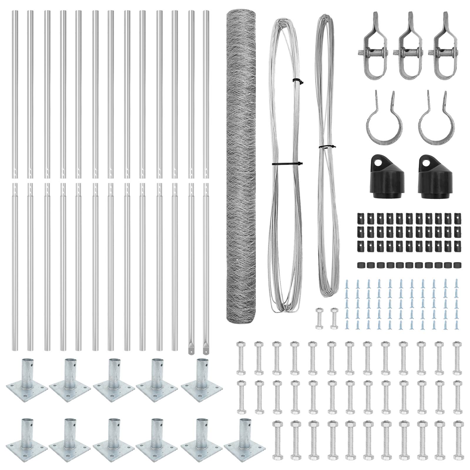 vidaXL Zaun Set Set aus 2 Feuerverzinkter Stahl 25 x 1,5 m Langlebig