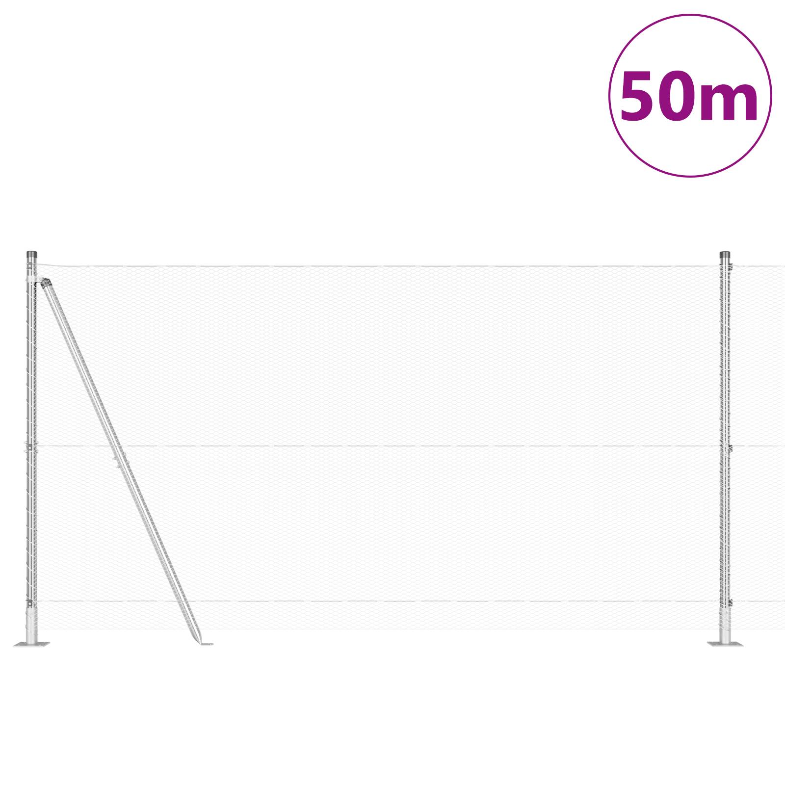 vidaXL Sechseckzaun 1.2x50 m Verzinkter Stahl