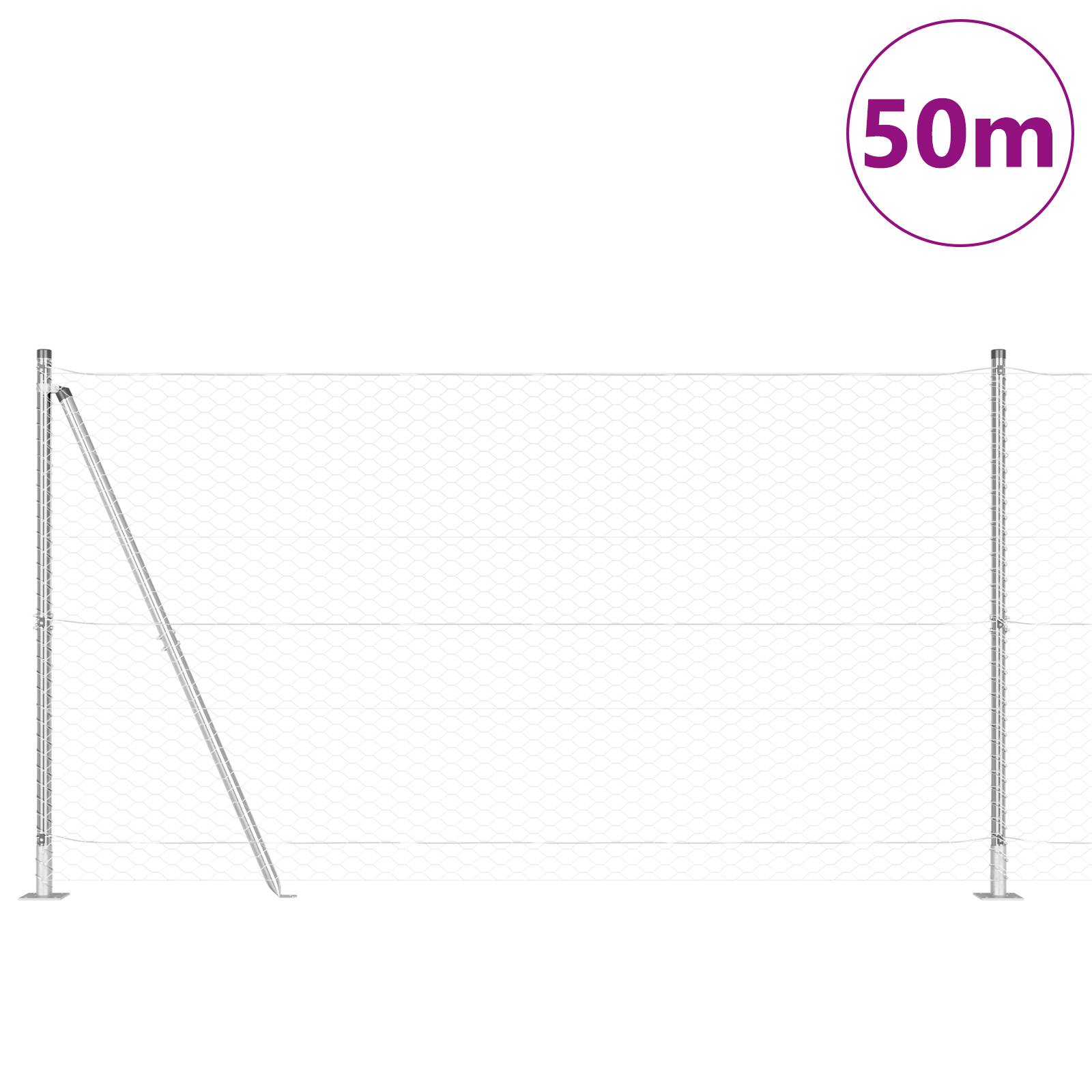 vidaXL Hexagon-Zaun 1,2 x 50 m verzinkter Stahl