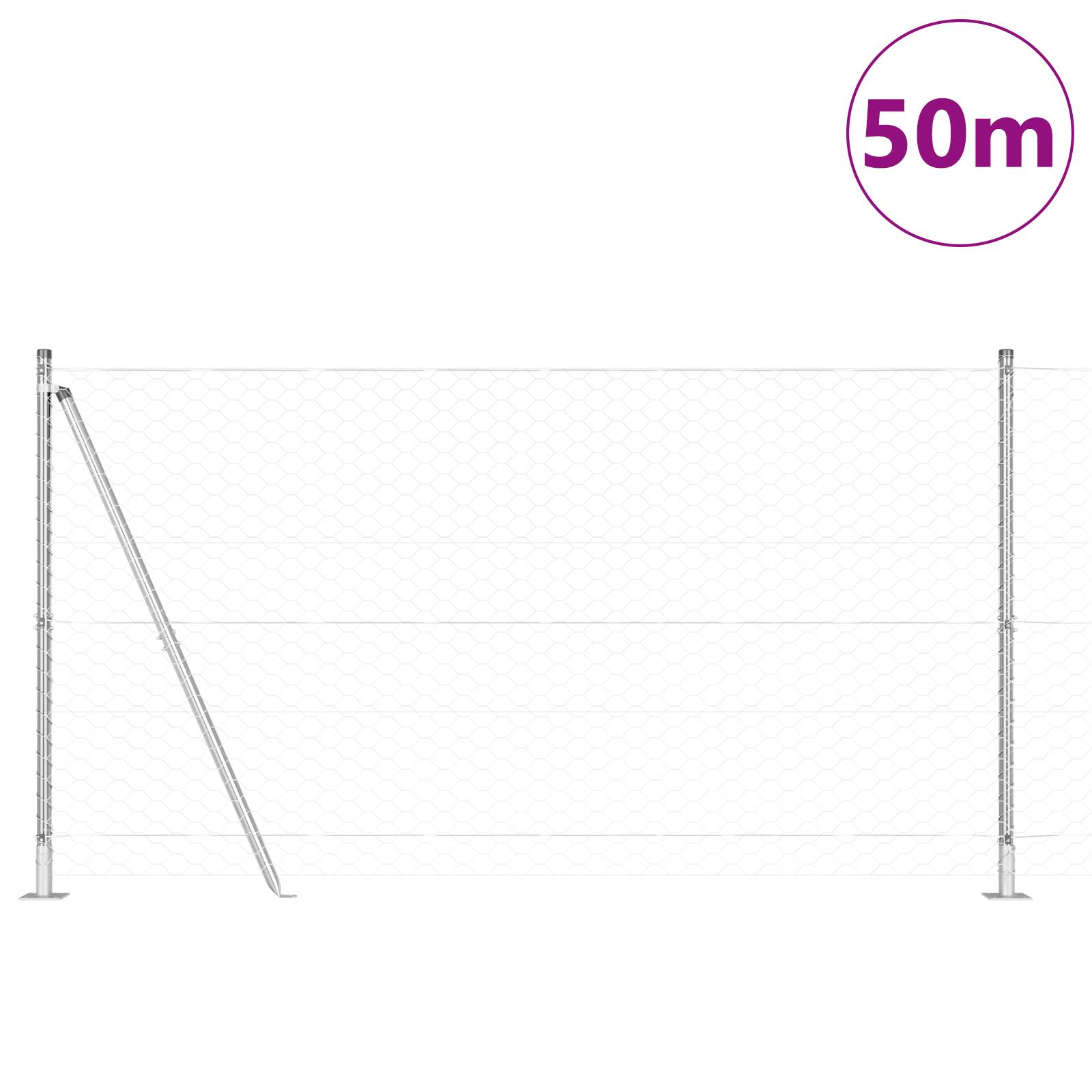 vidaXL Hexagonzaun 1,2x50 m Feuerverzinkter Stahl