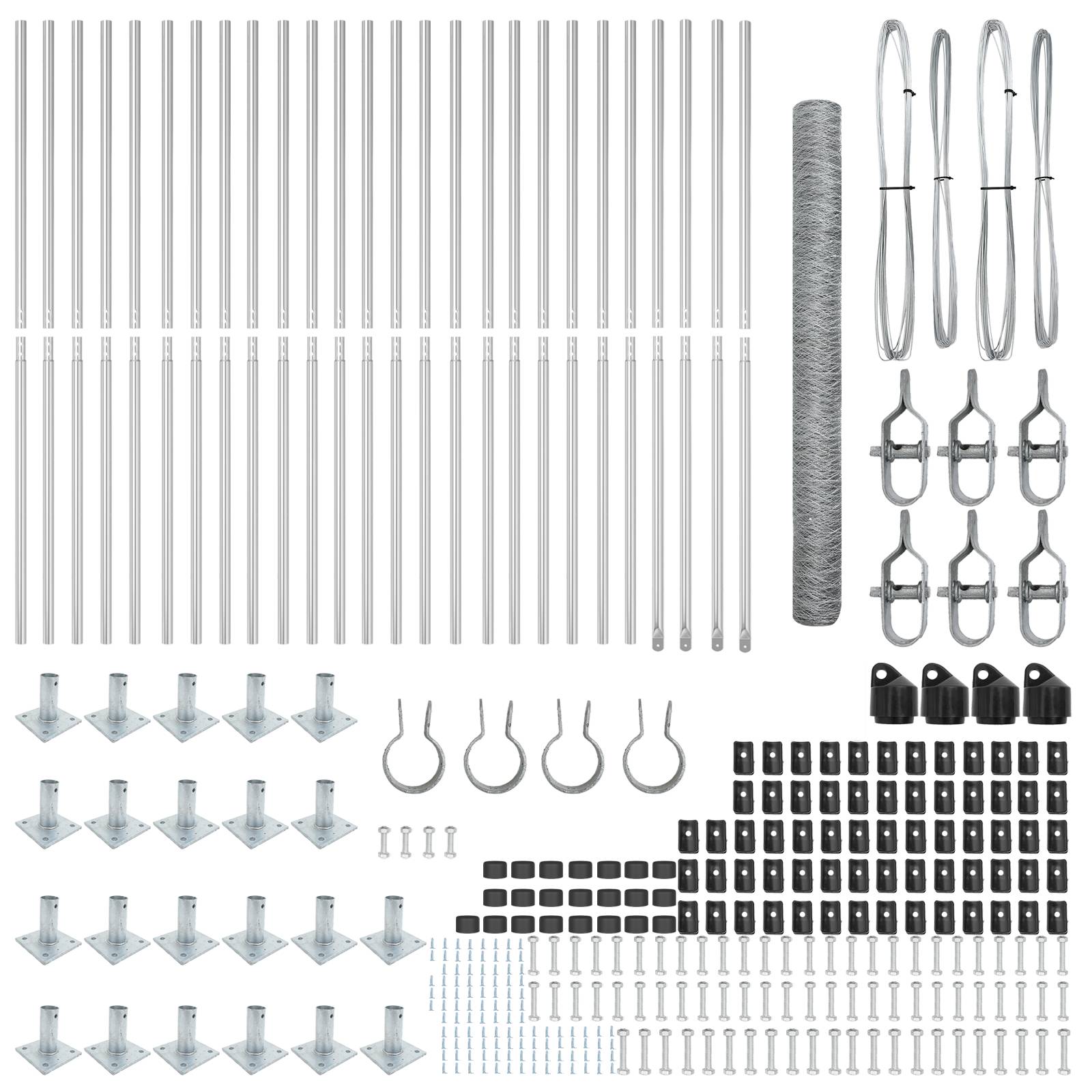 vidaXL Sechseckzaun 1,5x50 m Verzinkter Stahl