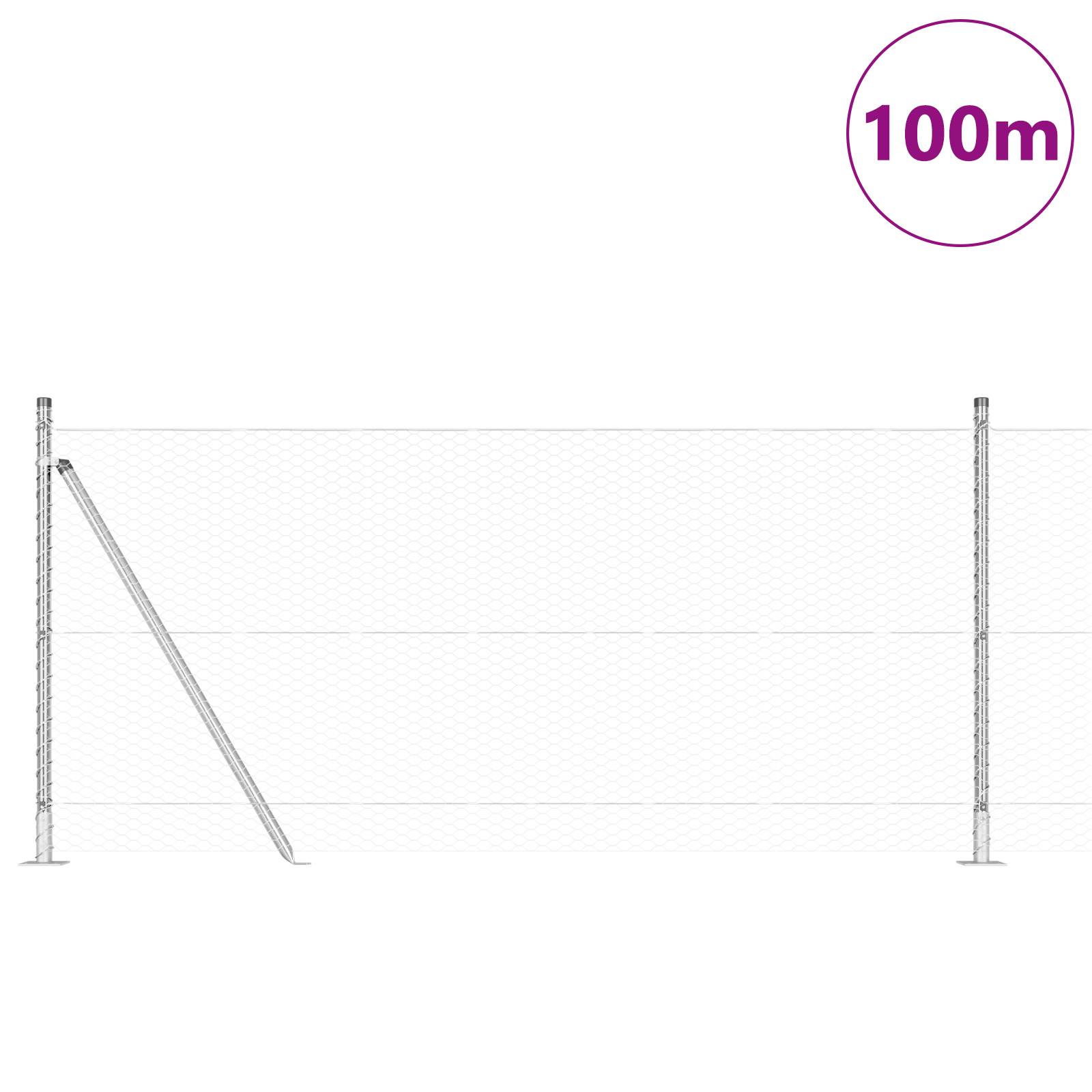 vidaXL Sechseckzaun 0,8x100 m Verzinkter Stahl