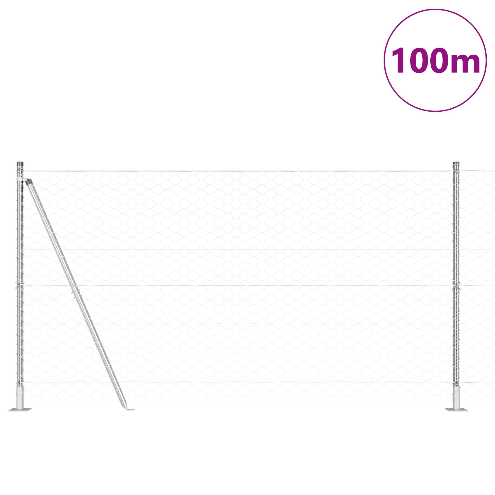 vidaXL Sechseckzaun 1.2x100 m Verzinkter Stahl