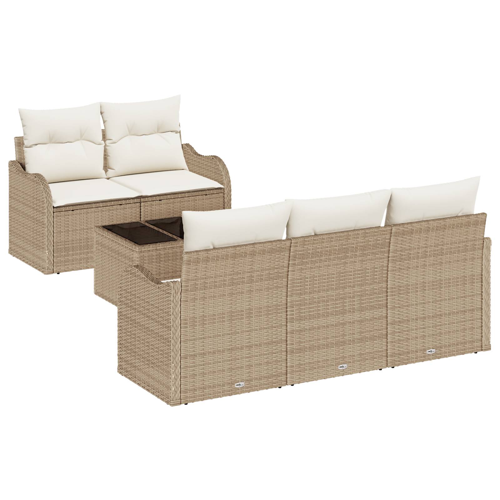 vidaXL 6-teiliges Garten Sofa Set mit Kissen Beige Poly Rattan