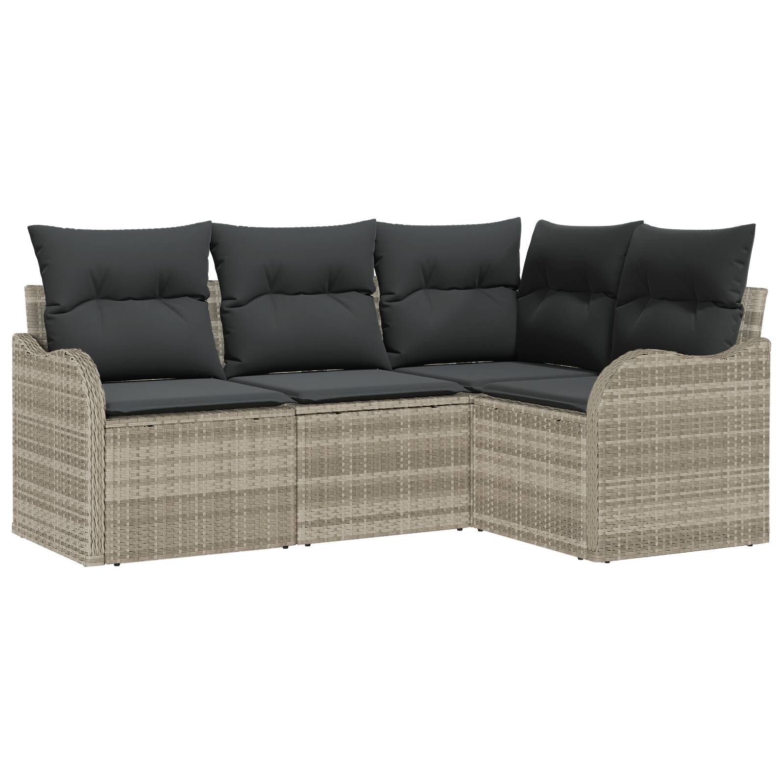 vidaXL 4-tlg. Garten-Sofagarnitur mit Kissen Hellgrau Poly Rattan