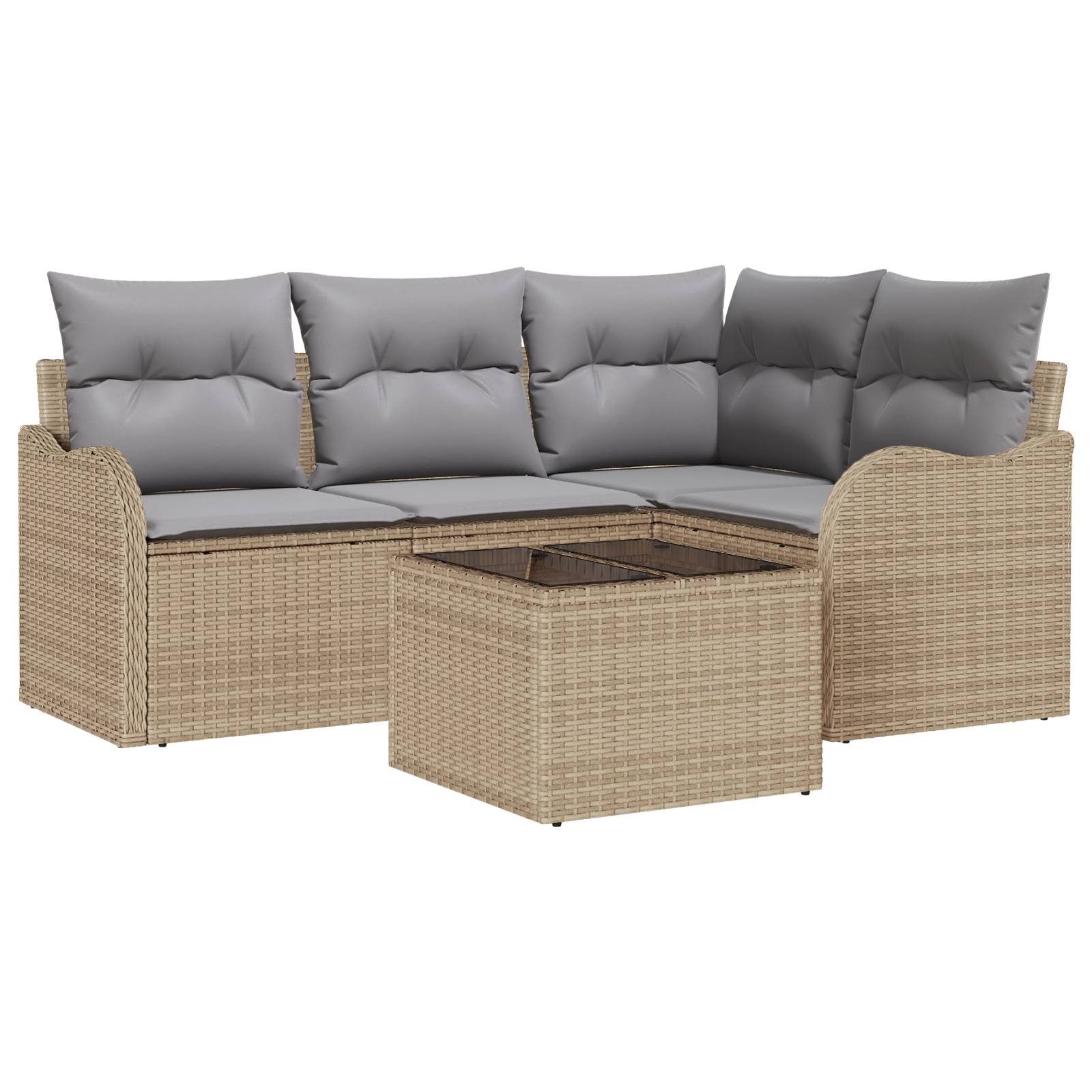 vidaXL 5-tlg. Garten-Sofagarnitur mit Kissen Schwarz Poly Rattan