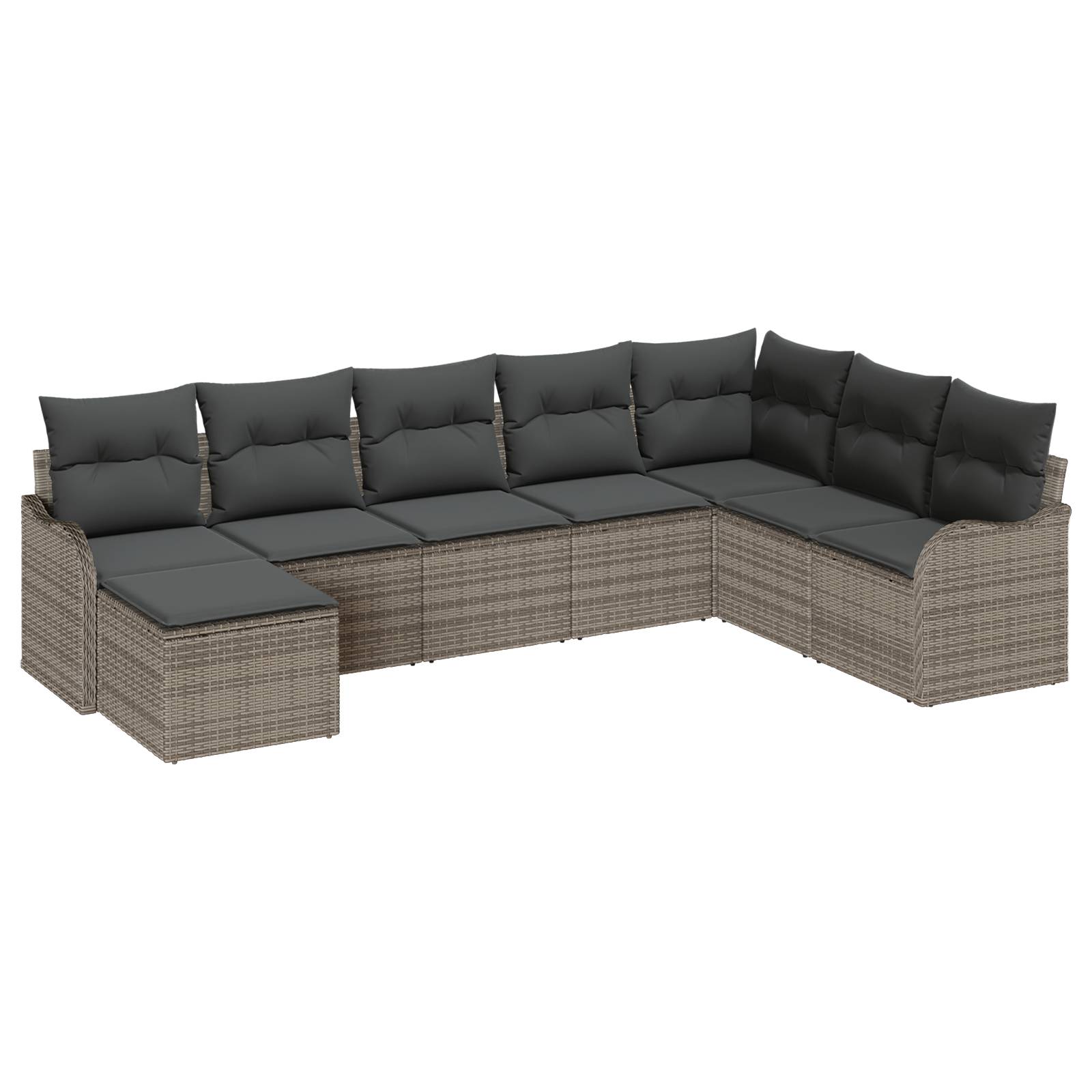vidaXL 8-teiliges Garten-Sofa-Set mit Kissen Grau Poly Rattan