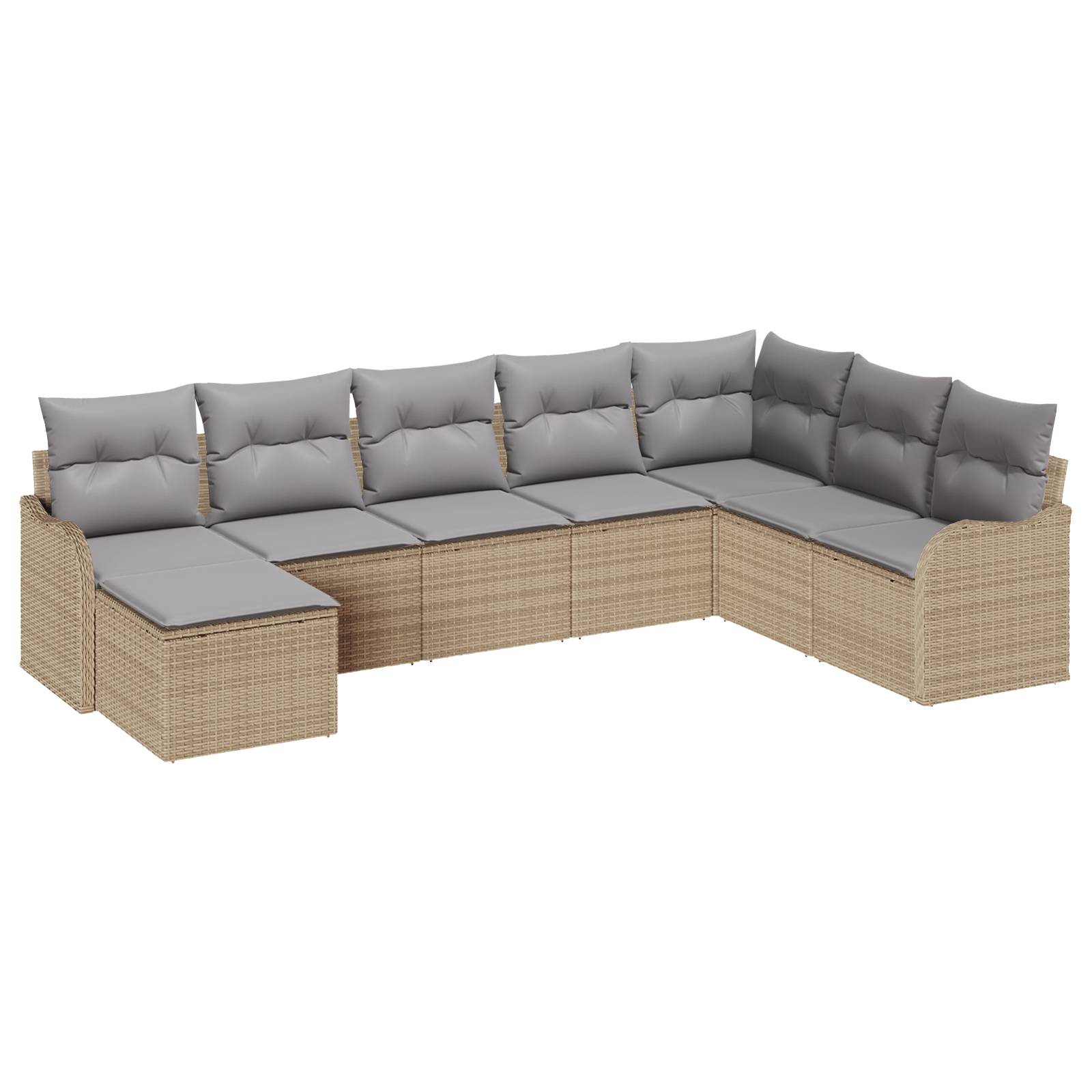 vidaXL 8-teiliges Garten-Sofa-Set mit Kissen Beige Poly Rattan