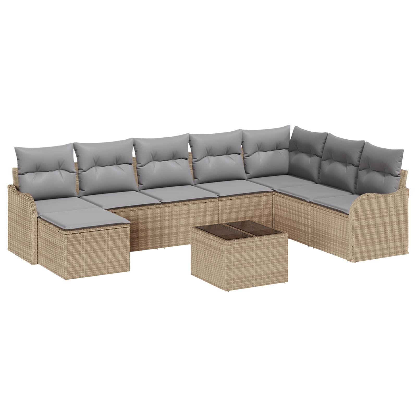 vidaXL 9-teiliges Garten Sofa Set mit Kissen in Schwarz Poly Rattan