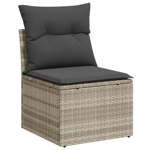 vidaXL 8-teiliges Garten Sofa Set mit Kissen Hellgrau Poly Rattan vidaXL 8-teiliges Garten Sofa Set mit Kissen Hellgrau Poly Rattan