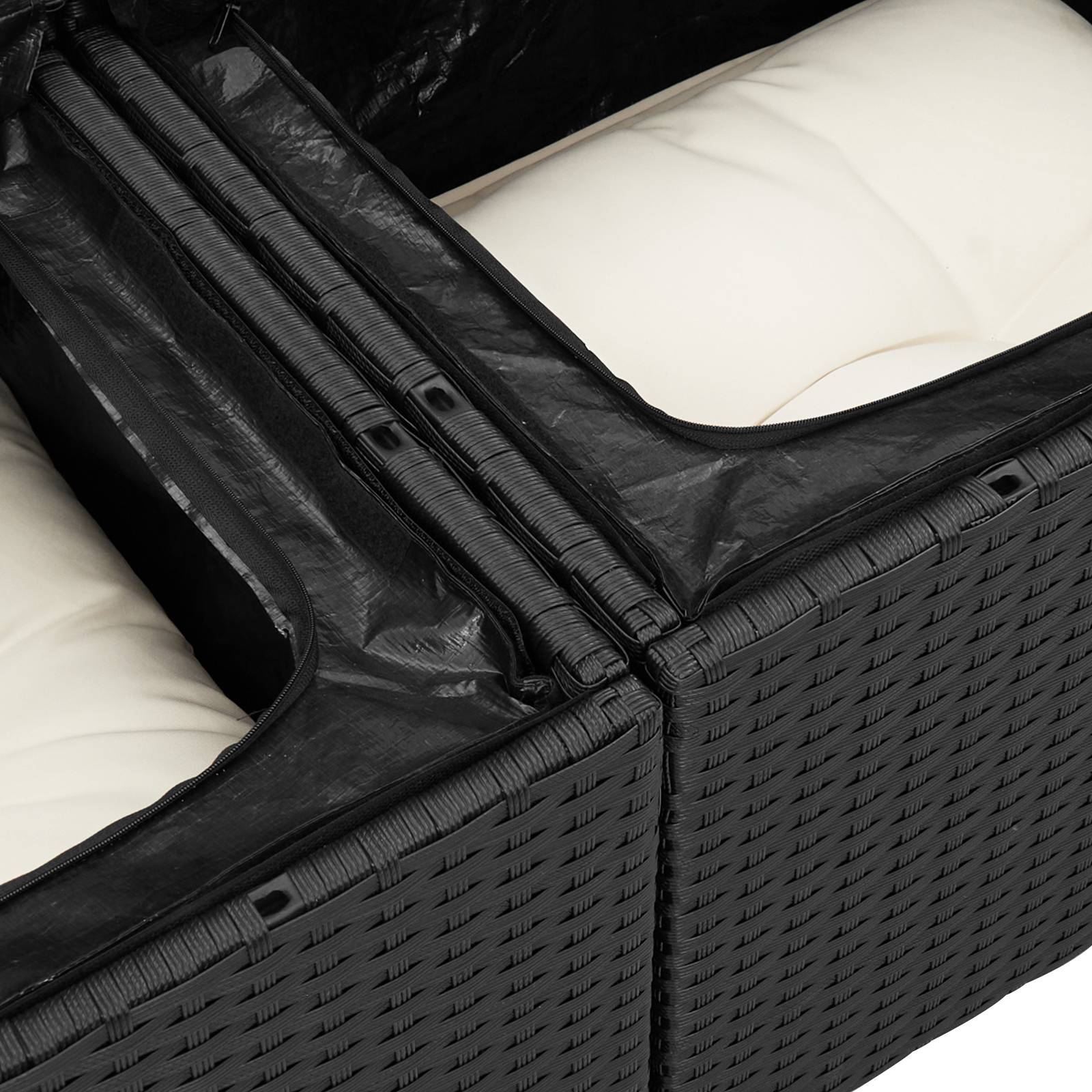 vidaXL 6-teilige Garten Sofa Set mit Kissen Schwarz Poly Rattan