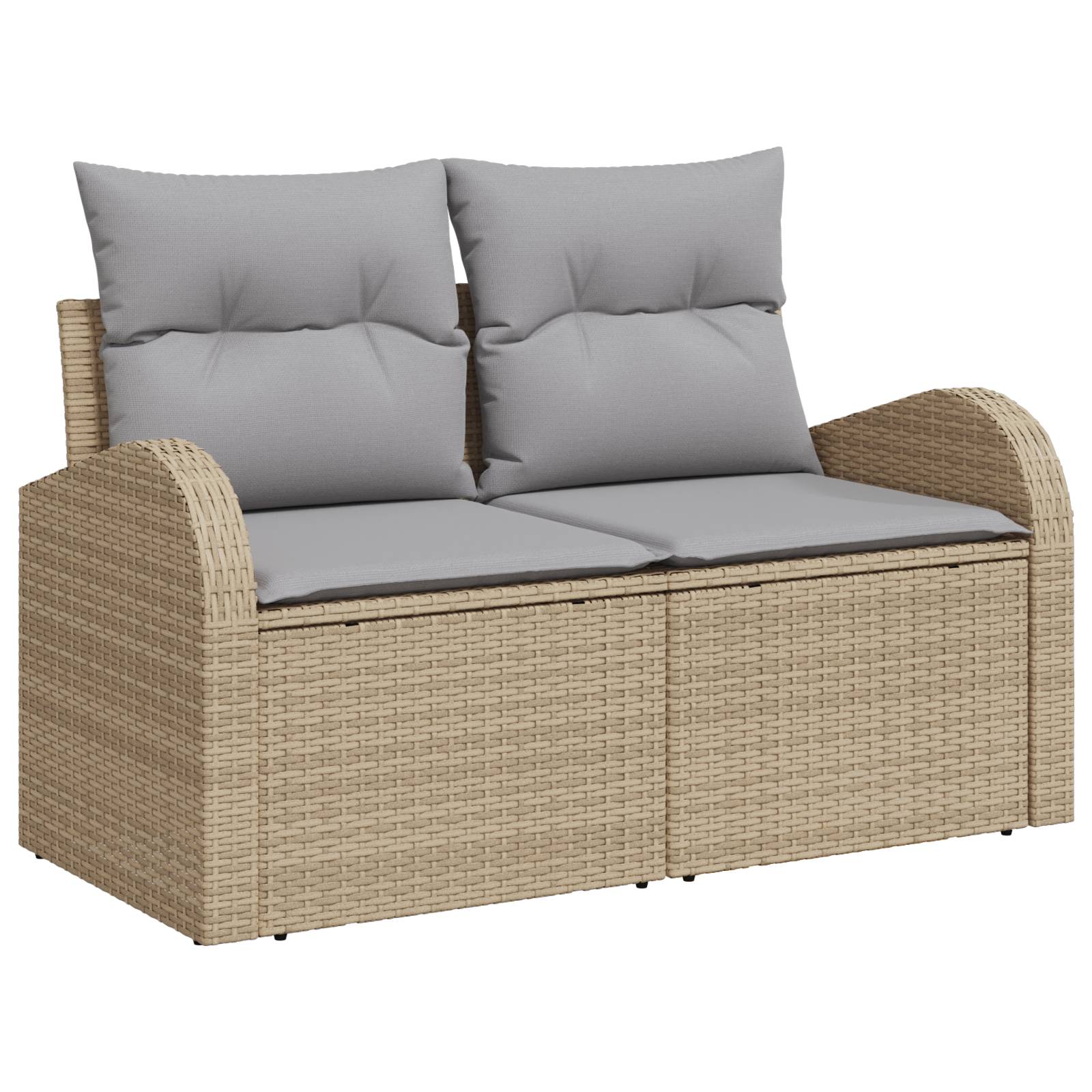 vidaXL 3-tlg. Garten-Sofagarnitur mit Kissen Beige Poly Rattan