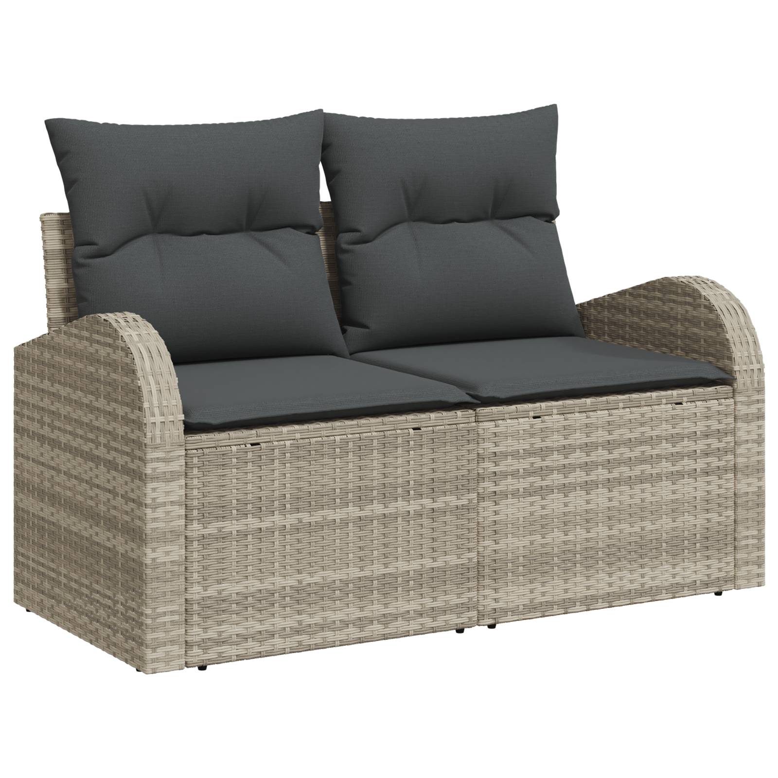 vidaXL 7-teiliges Garten Sofa Set mit Kissen Hellgrau Poly Rattan