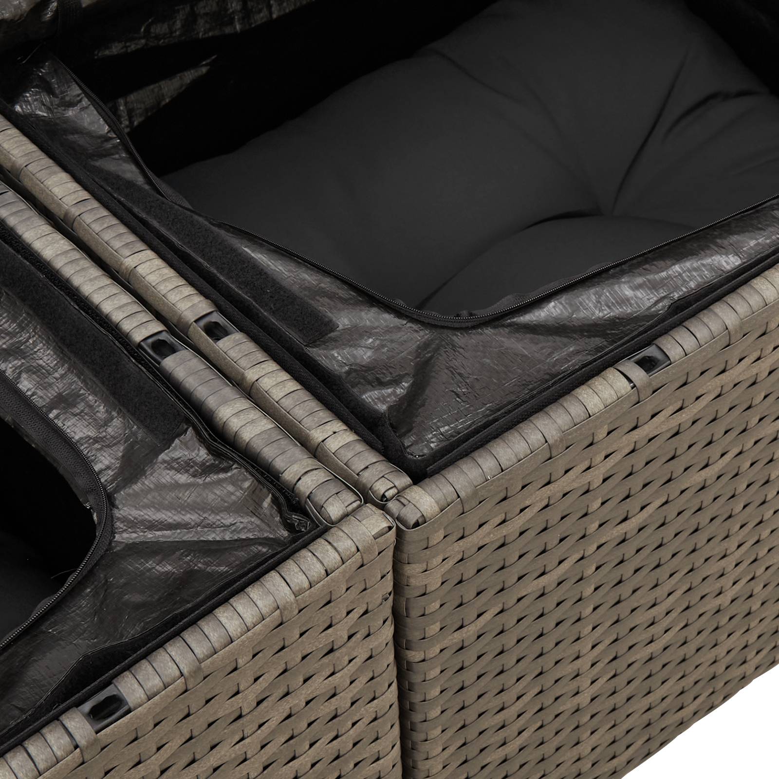 vidaXL 6-teiliges Garten-Sofa-Set mit Kissen graues Poly-Rattan