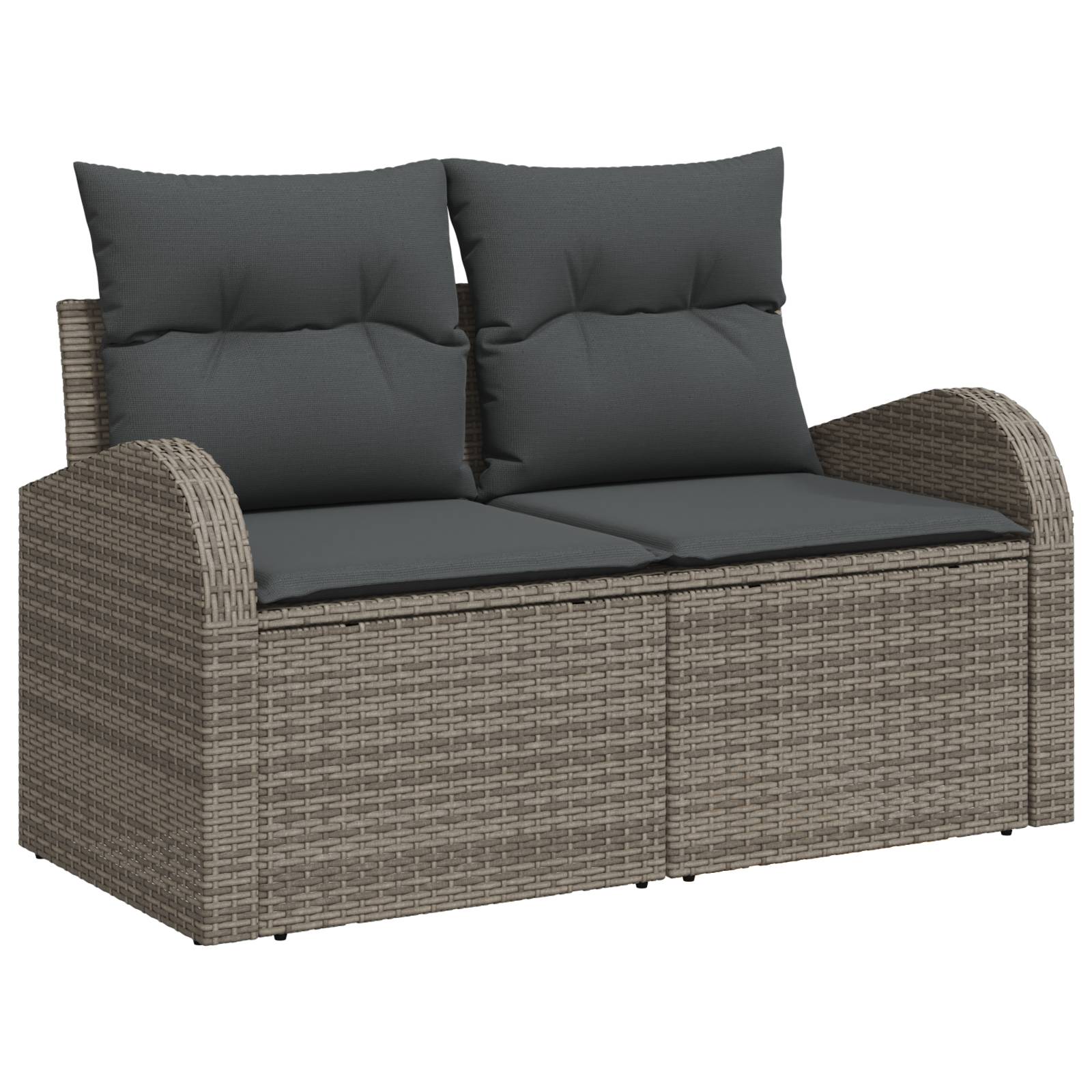 vidaXL 7-tlg. Garten-Essgruppe mit Kissen Grau Poly Rattan Akazie