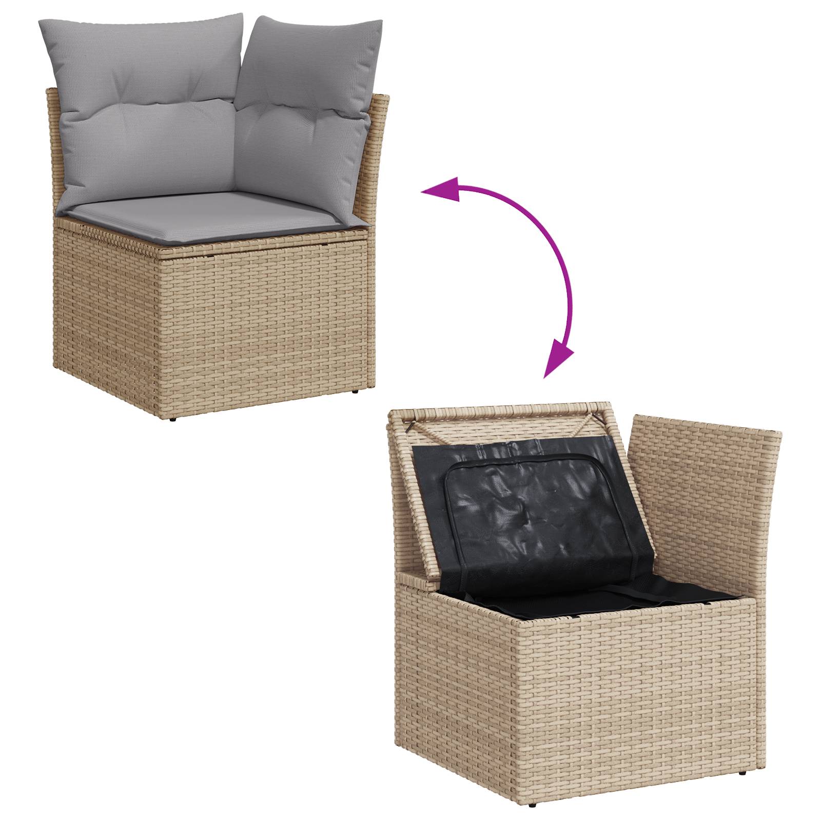 vidaXL 9-teiliges Garten Sofa Set mit Kissen Beige Poly Rattan