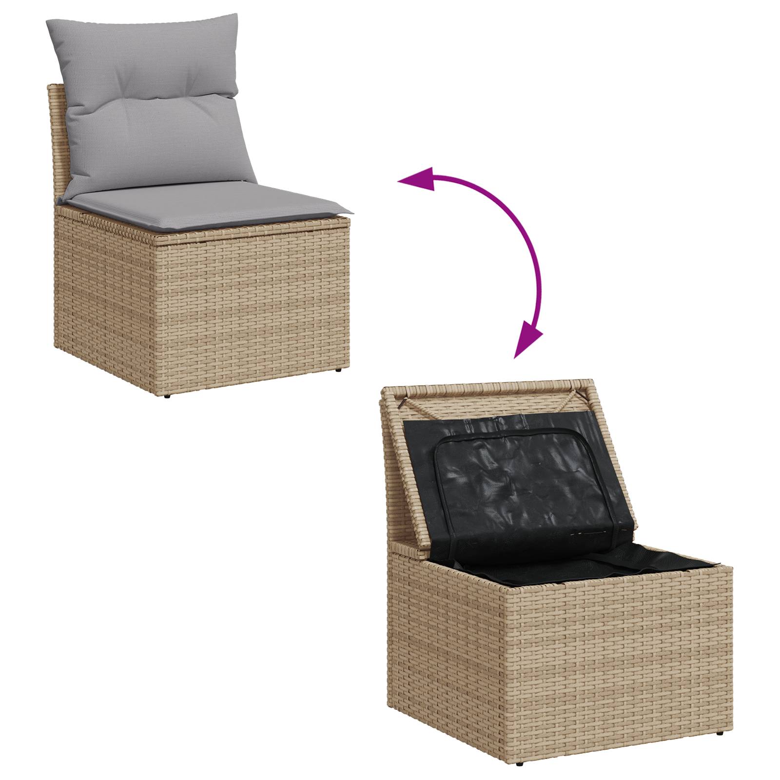 vidaXL 9-teiliges Garten Sofa Set mit Kissen Beige Poly Rattan