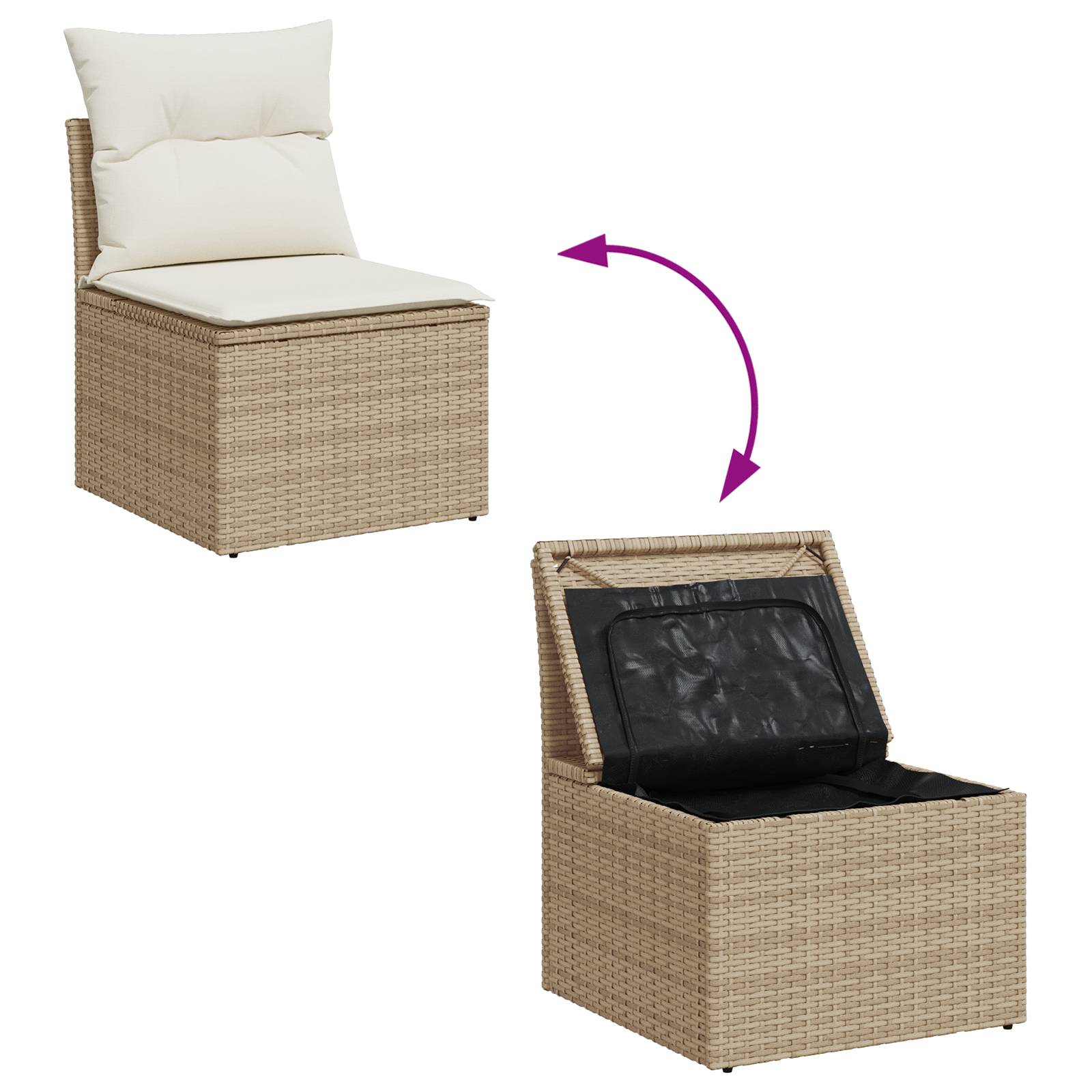 vidaXL 3-teiliges Garten Sofa Set mit Kissen Beige Poly Rattan