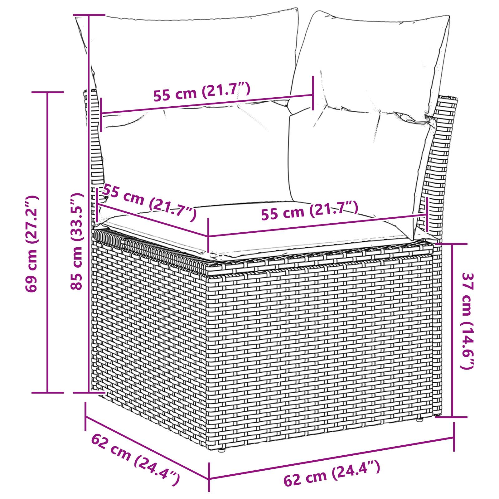 vidaXL 8-teiliges Garten Sofa Set mit Kissen Beige Poly Rattan