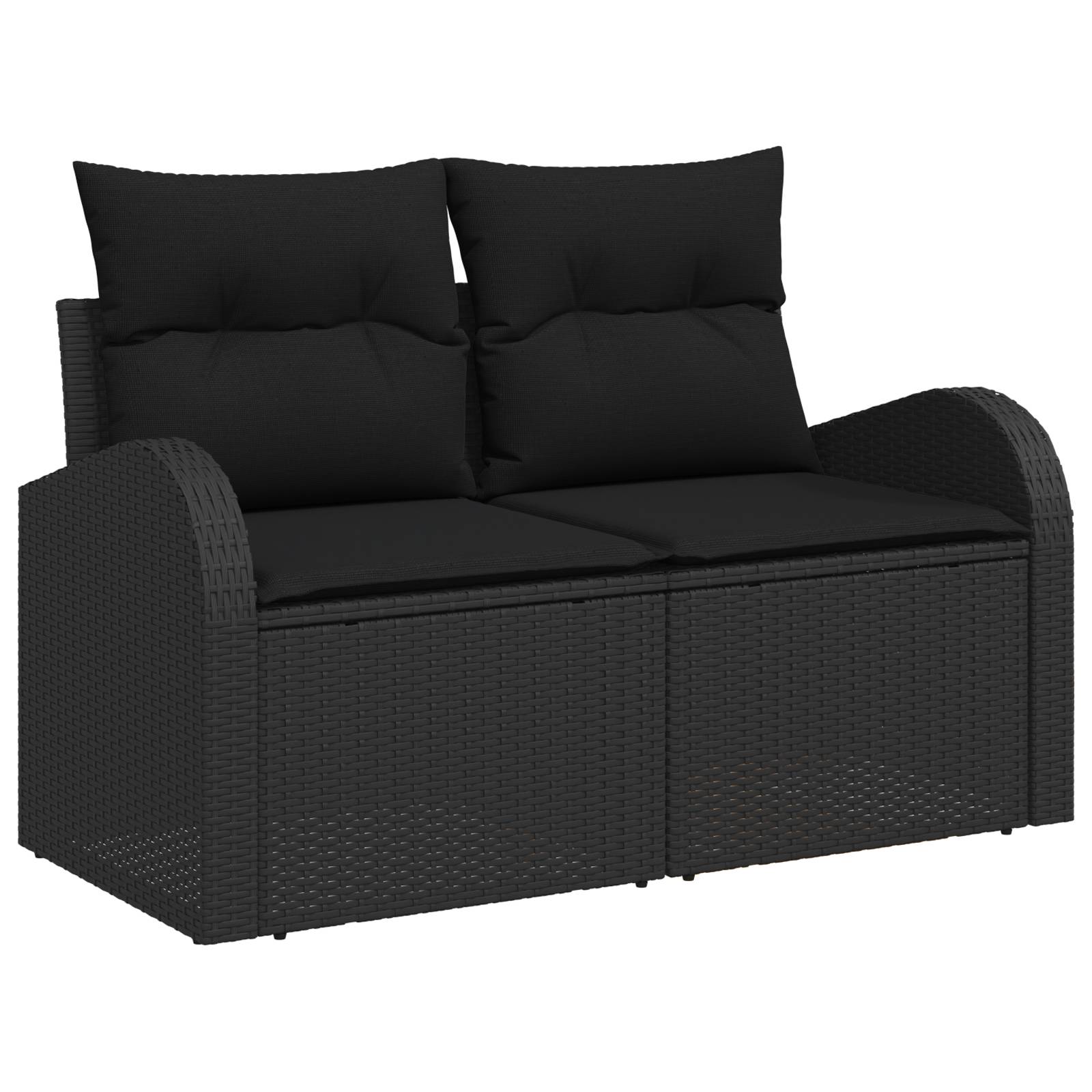 vidaXL 9-teiliges Garten Sofaset mit Kissen Schwarz Poly Rattan