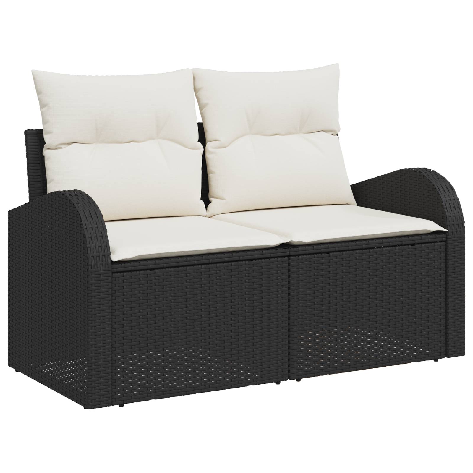 vidaXL 7-teiliges Garten-Sofa-Set mit Kissen in Schwarz Poly-Rattan