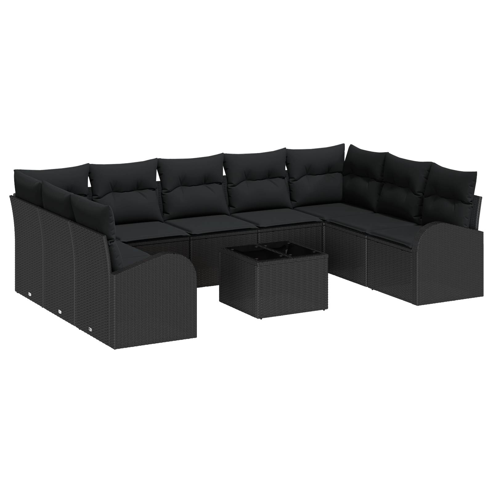 vidaXL 10-tlg. Garten-Sofagarnitur mit Kissen Beige Poly Rattan