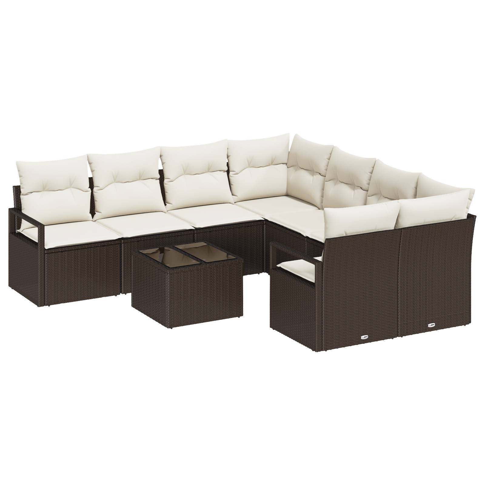 vidaXL 9-teiliges Garten Sofa Set mit Kissen in Braun aus Poly Rattan