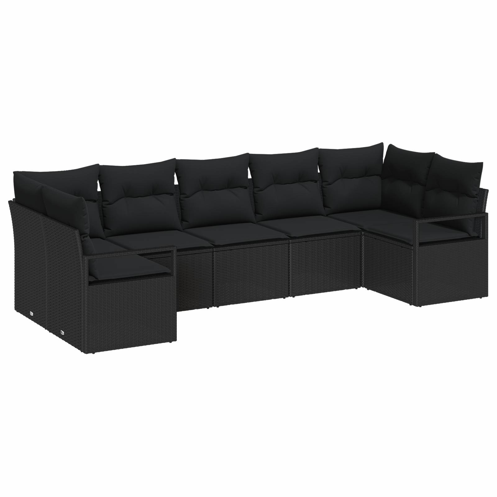 vidaXL 7-tlg. Garten-Sofagarnitur mit Kissen Schwarz Poly Rattan