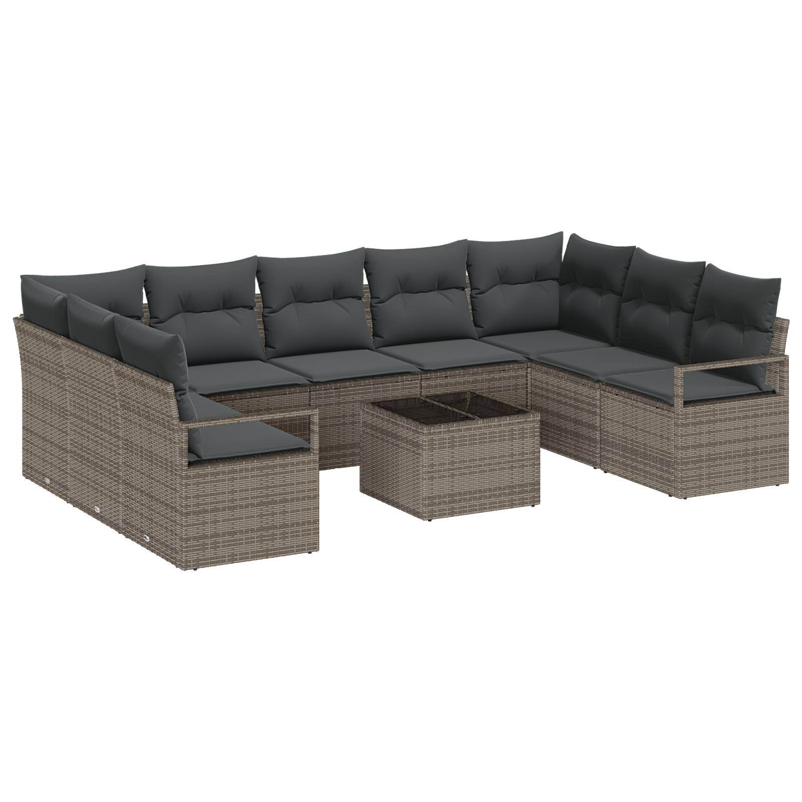vidaXL 9-teiliges Garten Sofa Set mit Kissen Schwarz Poly Rattan