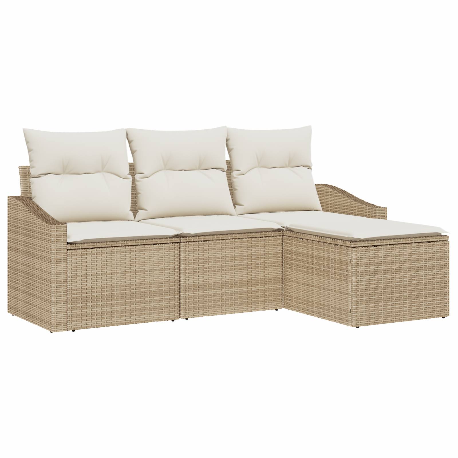 vidaXL 4-teiliges Gartensofaset mit Kissen - Beiger Poly-Rattan