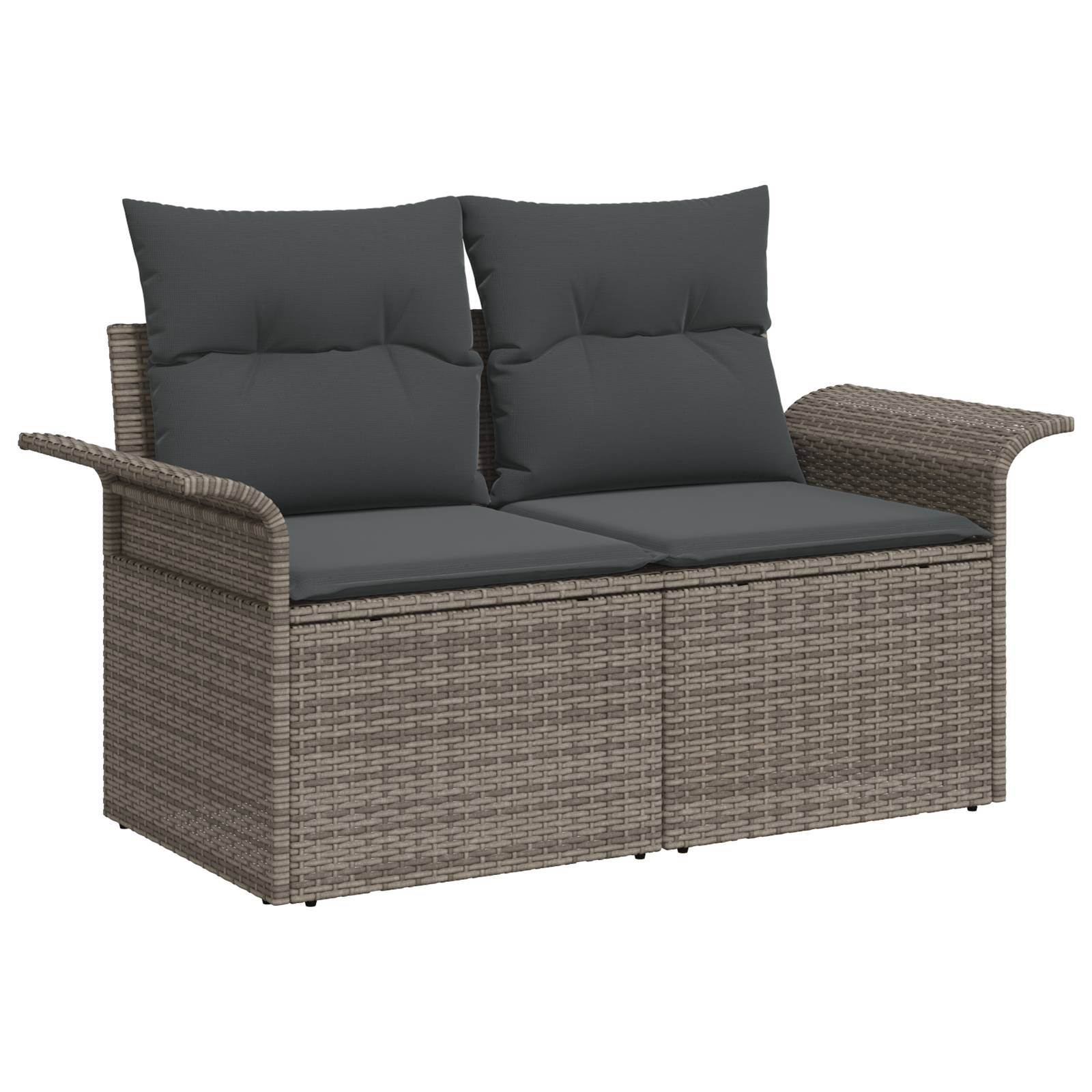 vidaXL 3-teiliges Garten-Sofa-Set mit Kissen in Grau aus Poly-Rattan