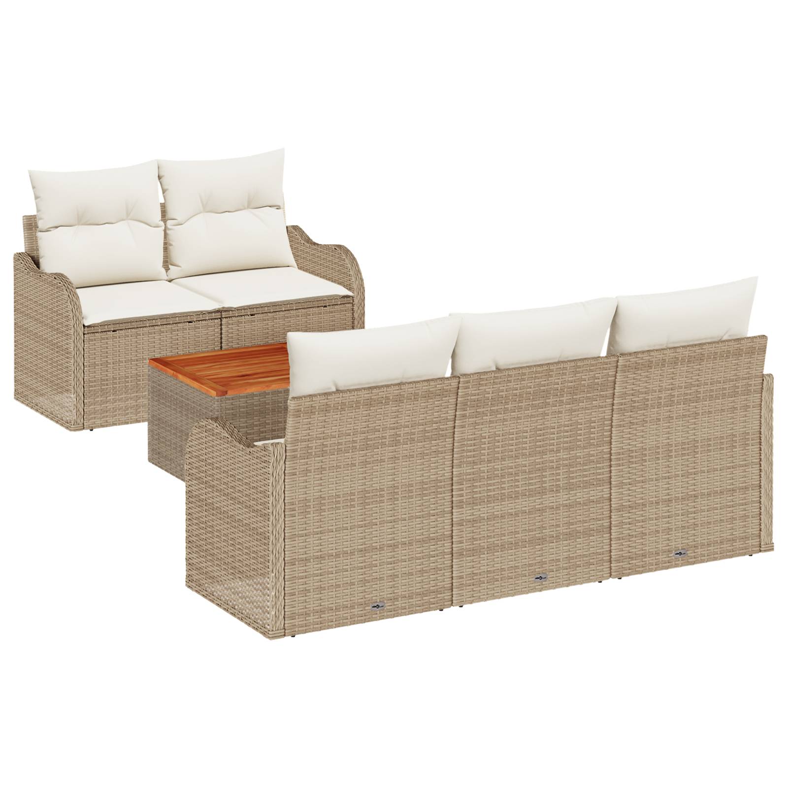 vidaXL 6-teilige Garten Sofa Set mit Kissen Beige Poly Rattan Akazie