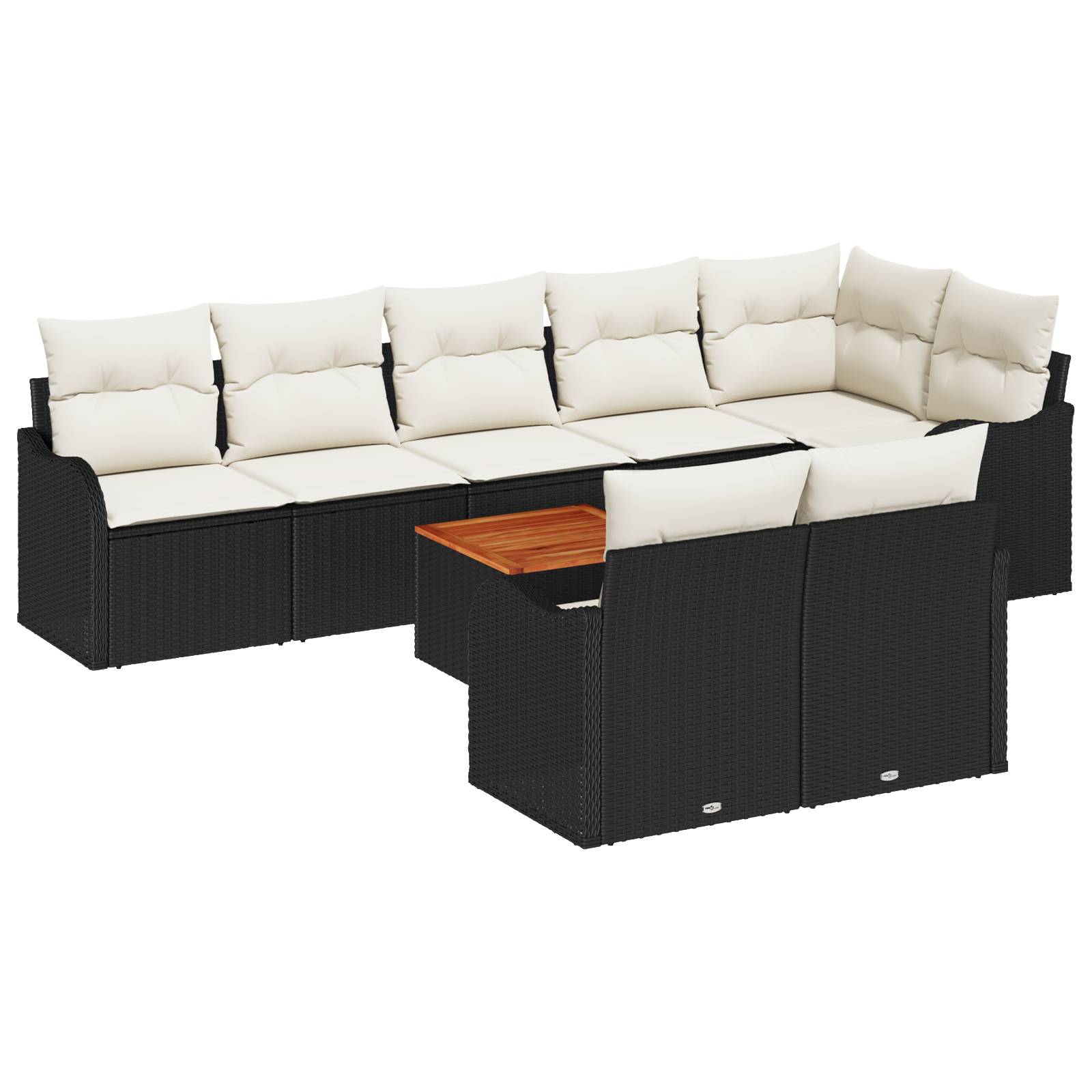 vidaXL 9-teiliges Garten Sofa Set mit Kissen in schwarzem Poly Rattan Akazie