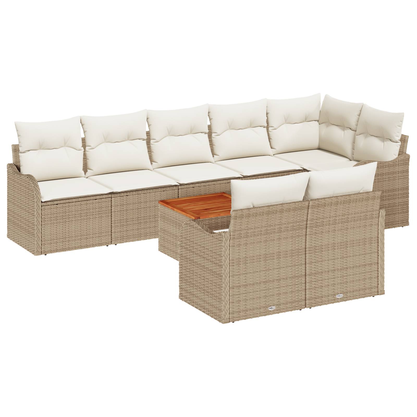 vidaXL 9-teiliges Garten Sofa Set mit Kissen Beige Poly Rattan Akazie