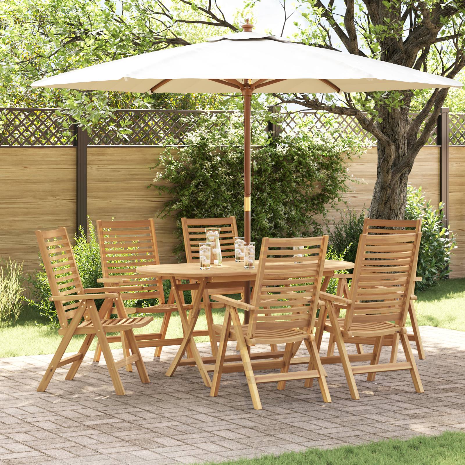 vidaXL Gartenstühle 6 Stk. Klappbar Massivholz Teak