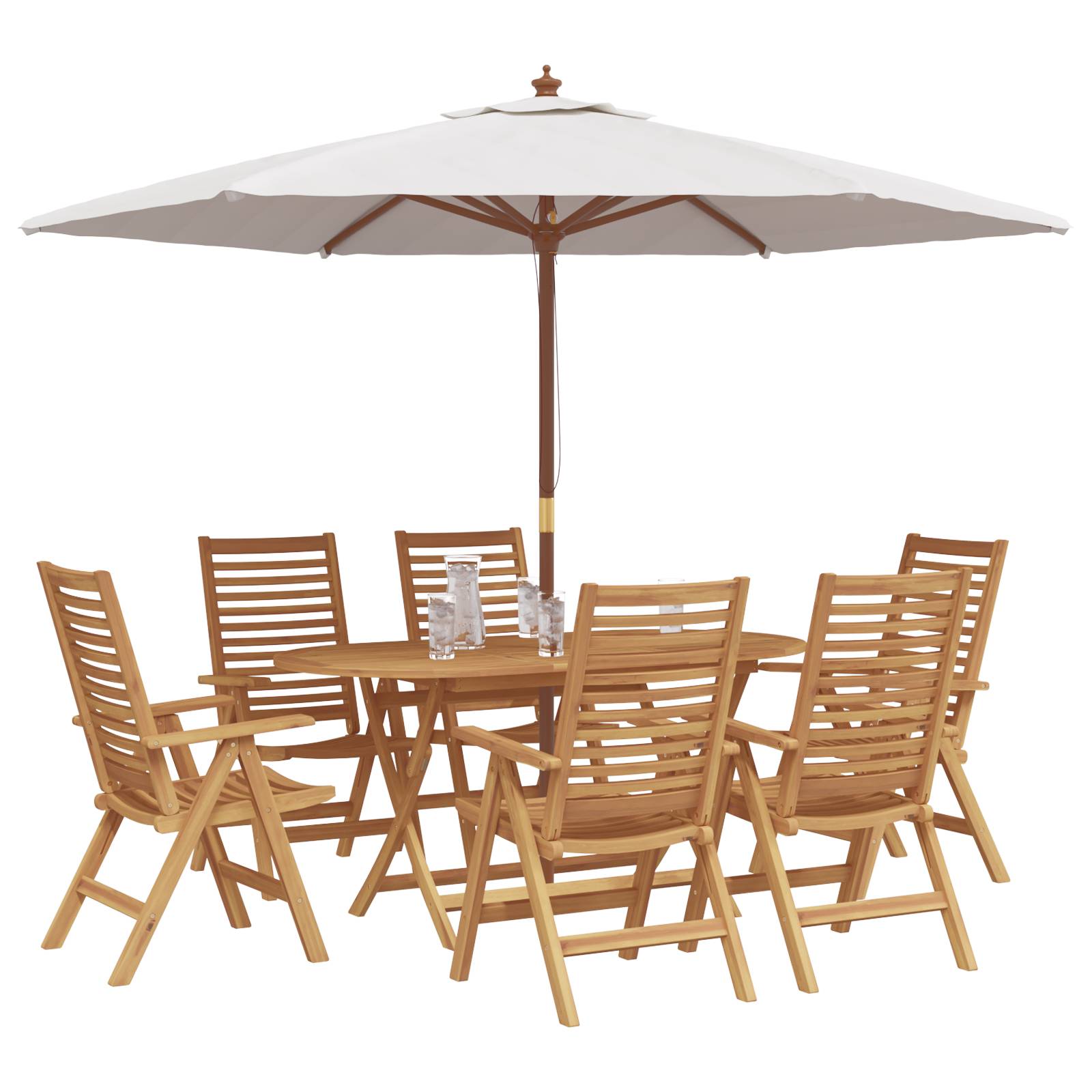 vidaXL 7-teiliges Garten Essbereich Klappbar Massivholz Teak