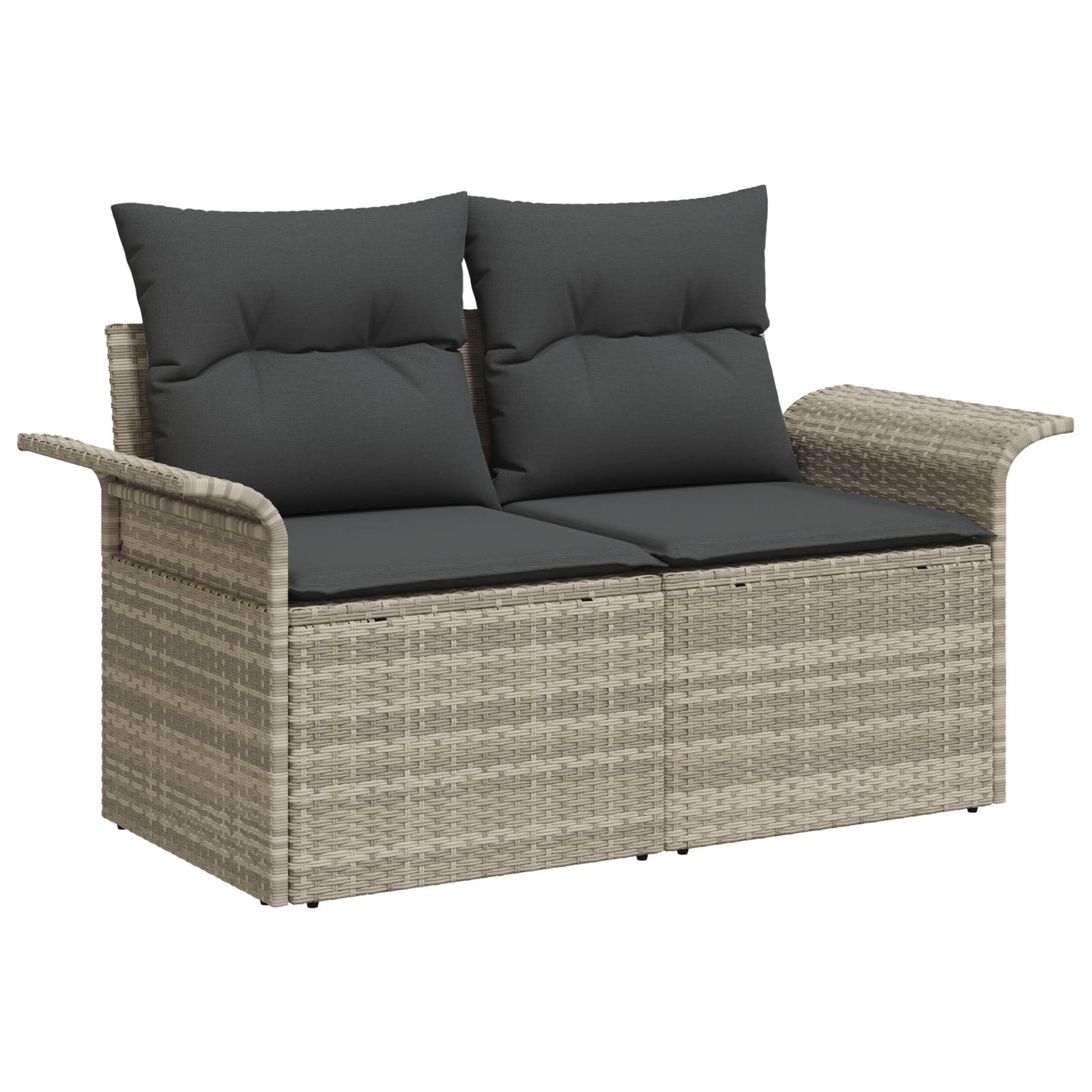 vidaXL 8-teiliges Garten-Sofa-Set mit Kissen, Hellgrau, Poly Rattan