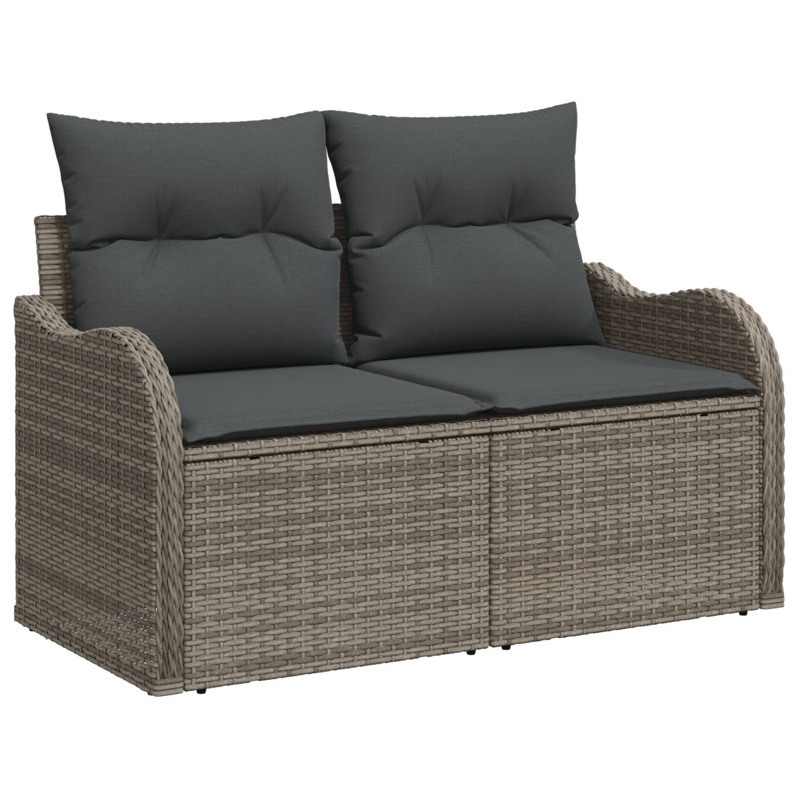 vidaXL 9-teiliges Gartensofa Set mit Kissen Grau Poly Rattan