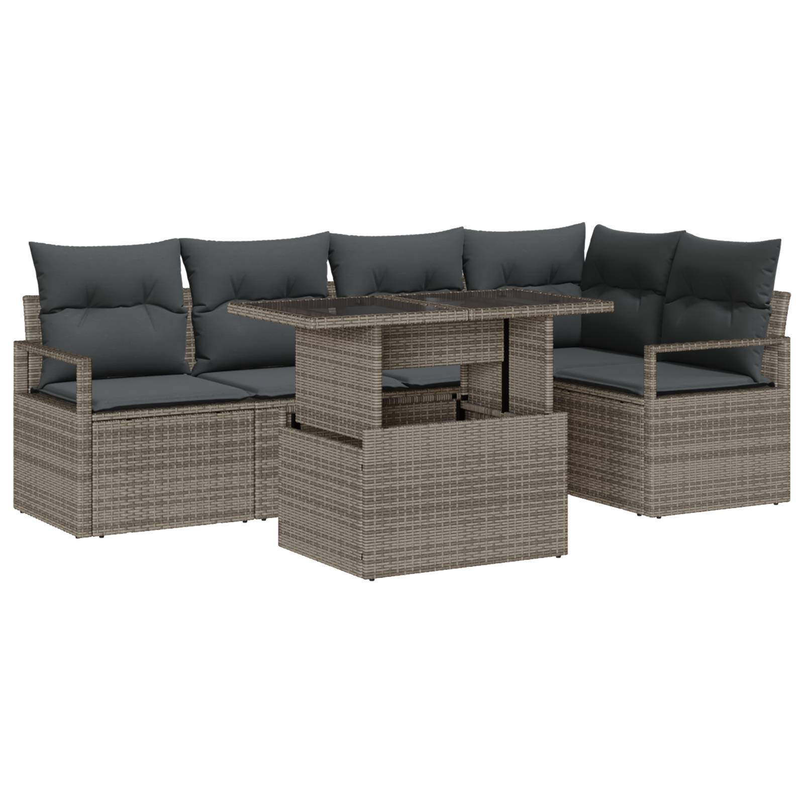 vidaXL 6-teilige Garten Sofa Set mit Kissen Grau Poly Rattan