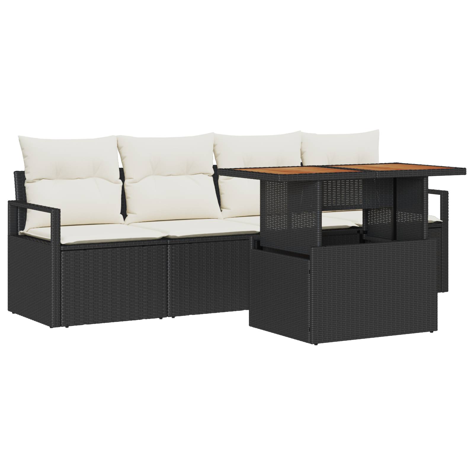 vidaXL 5-teiliges Garten-Sofa-Set mit Kissen Schwarz Poly Rattan